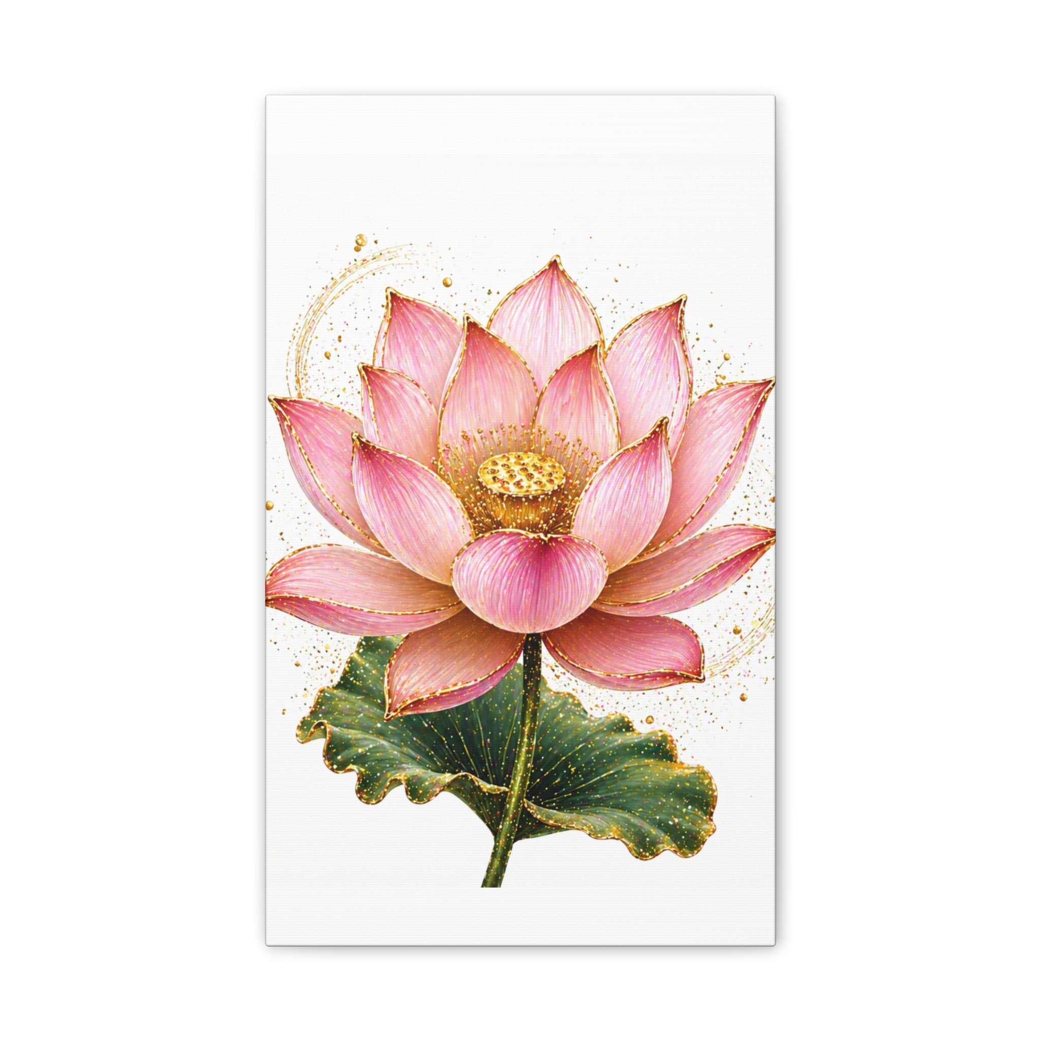 Pink Lotus Canvas Wall Art — Stretched Floral Canvas Print