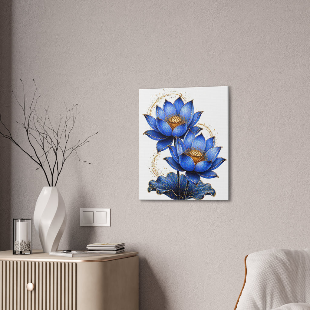 Blue Lotus Canvas Wall Art — Stretched 0.75" Botanical Print