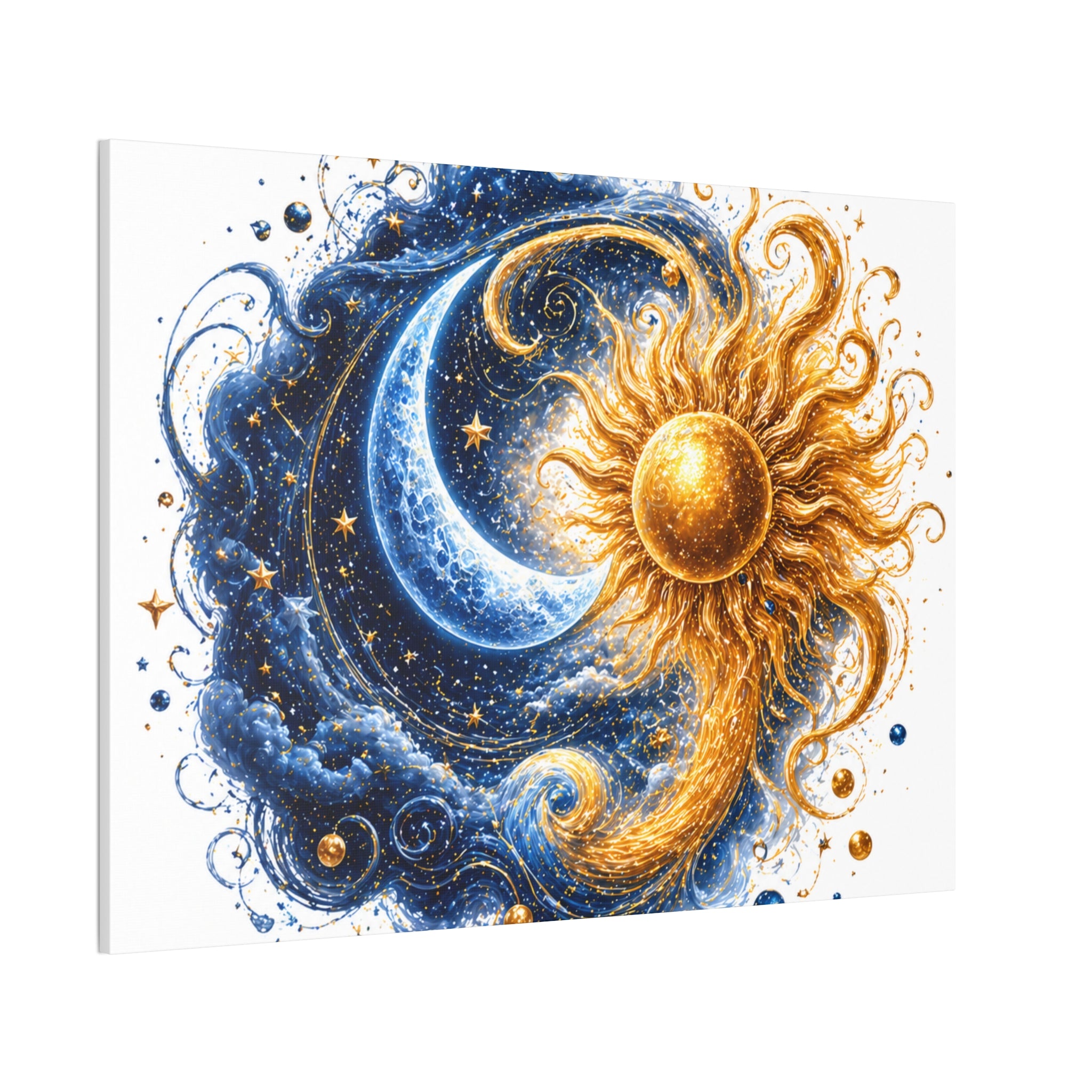 Sun and Moon Wall Art Canvas - Cosmic Celestial Painting