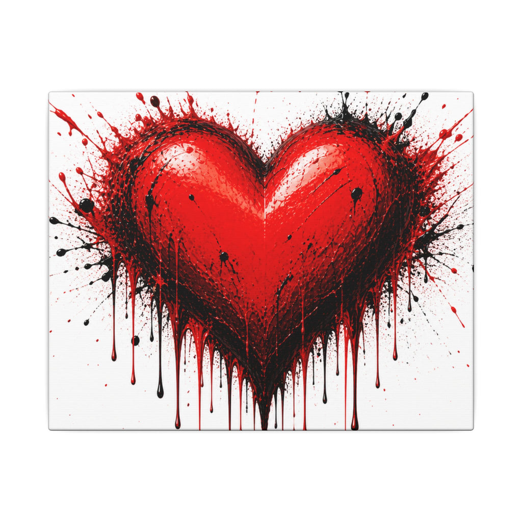 Dripping Red Heart Matte Canvas Wall Art — Bold Graffiti Love Print