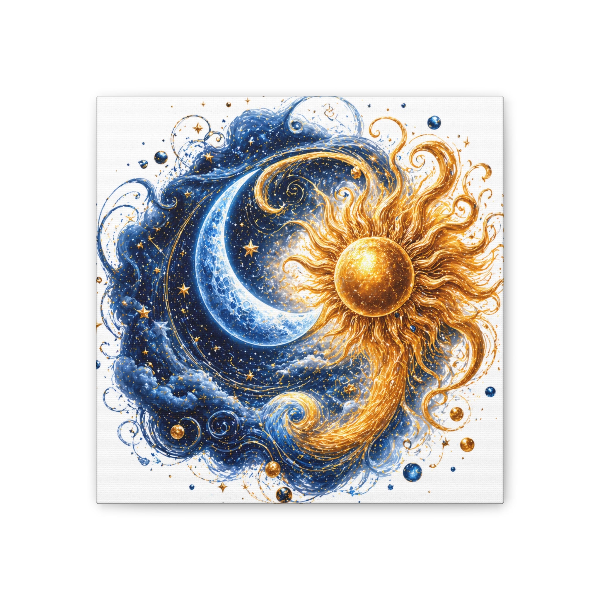 Sun and Moon Wall Art Canvas - Cosmic Celestial Painting