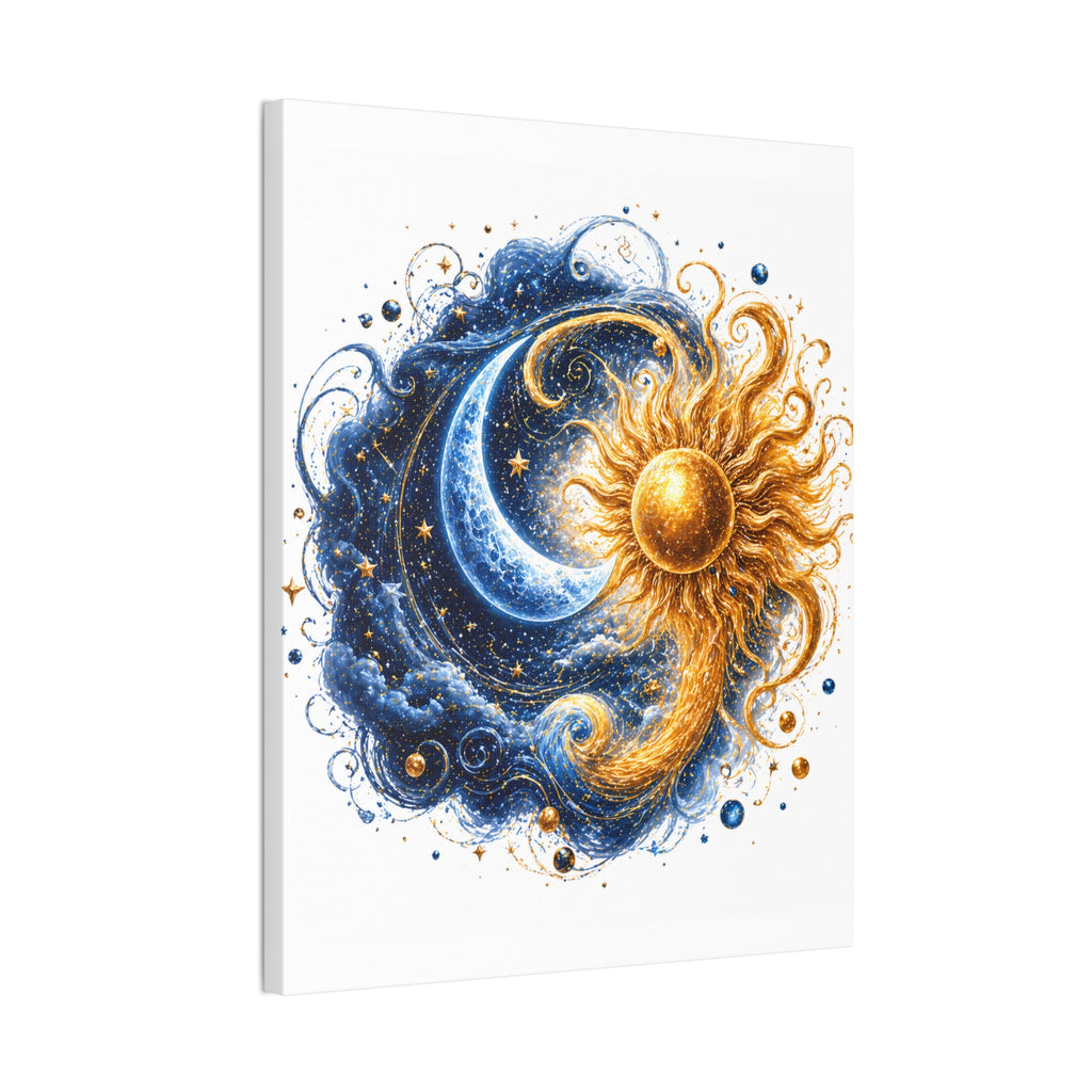 Sun and Moon Wall Art Canvas - Cosmic Celestial Painting
