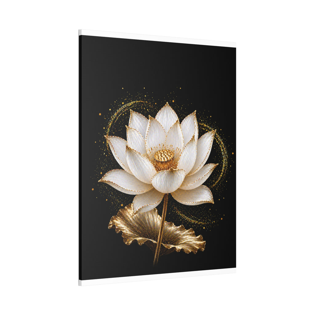 Gold Lotus Canvas Wall Art - Stretched Canvas Floral Print