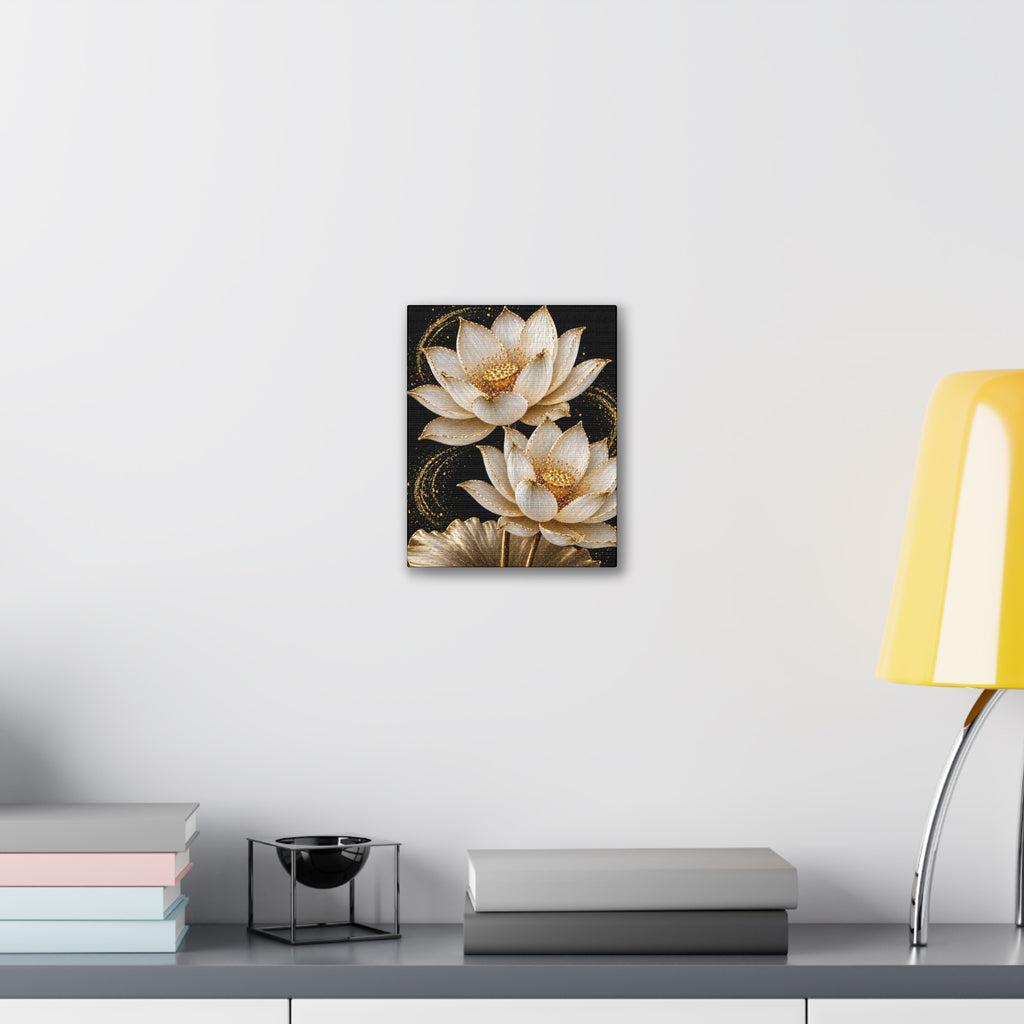Golden Lotus Canvas Print — Elegant Floral Wall Art