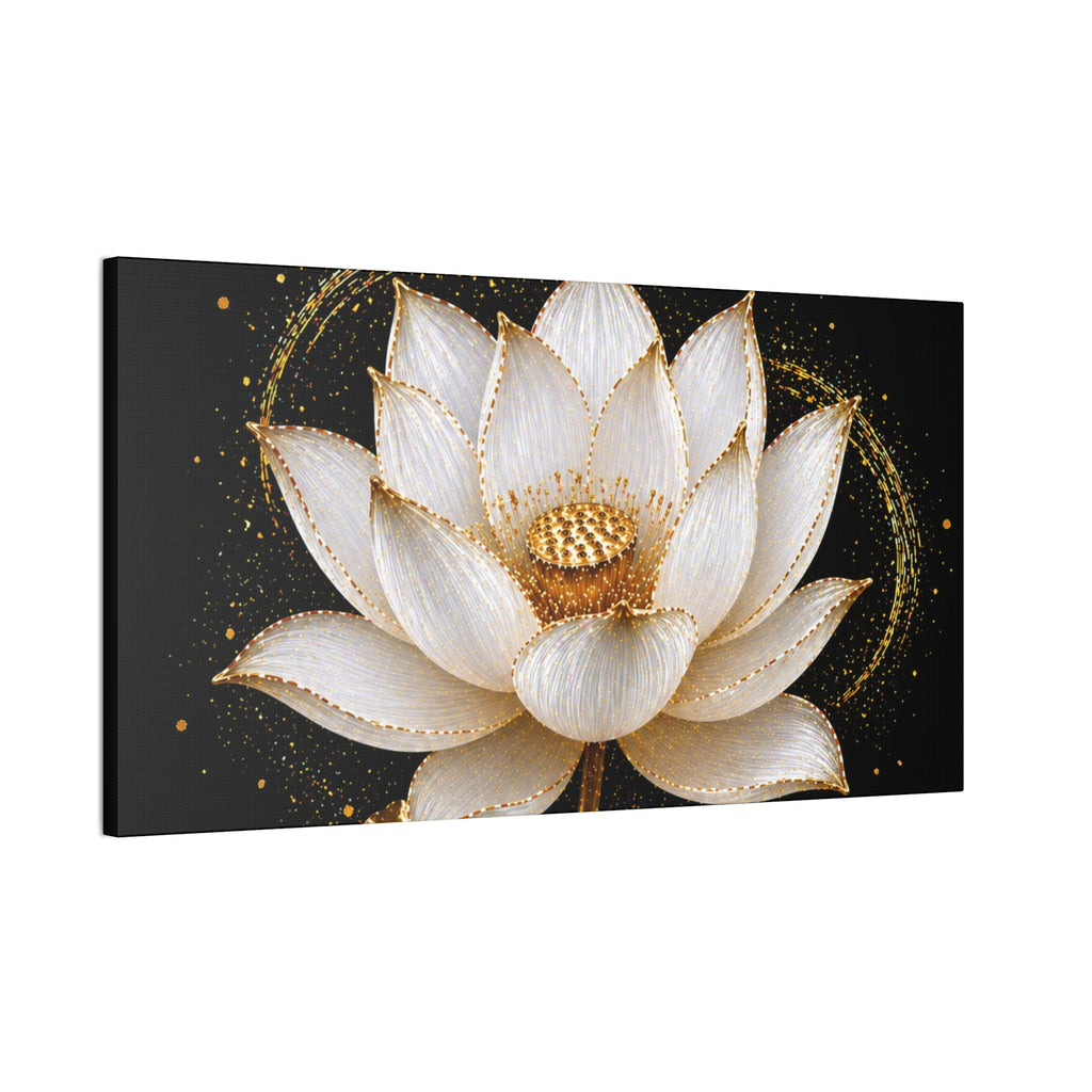 Gold Lotus Canvas Wall Art - Stretched Canvas Floral Print