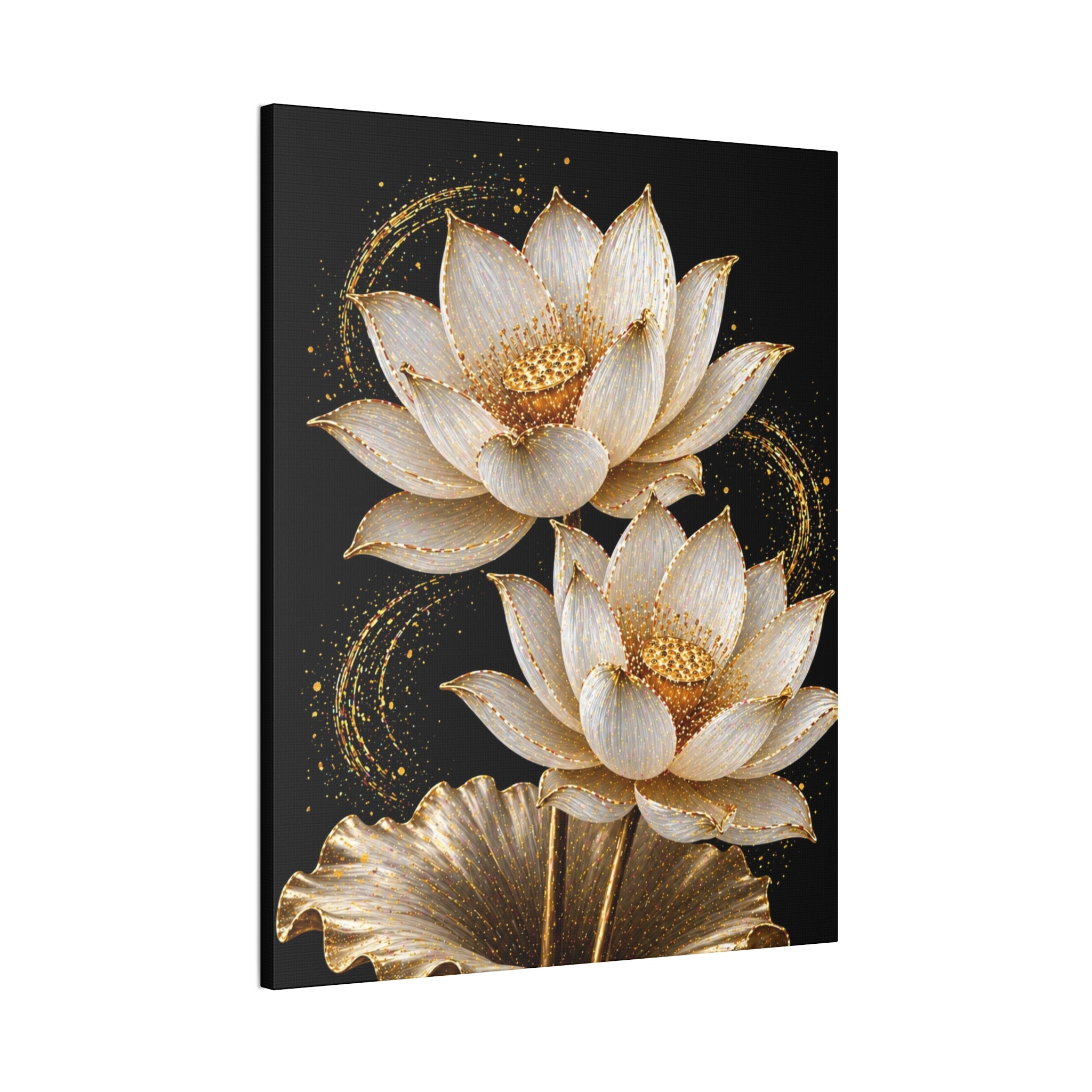 Golden Lotus Canvas Print — Elegant Floral Wall Art