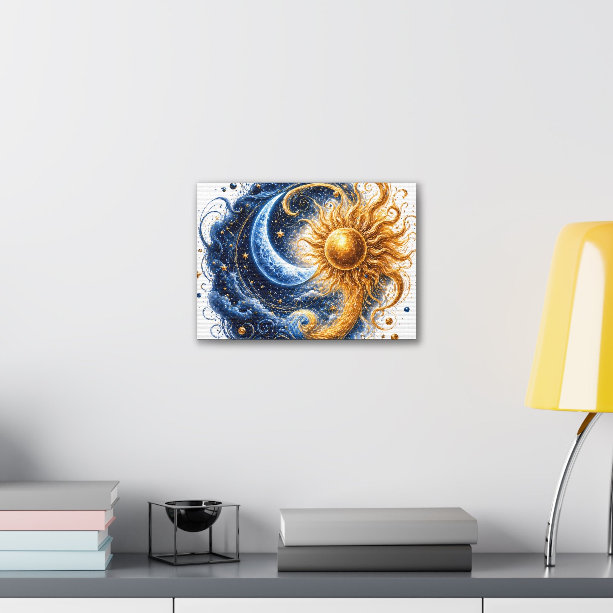 Sun and Moon Wall Art Canvas - Cosmic Celestial Painting
