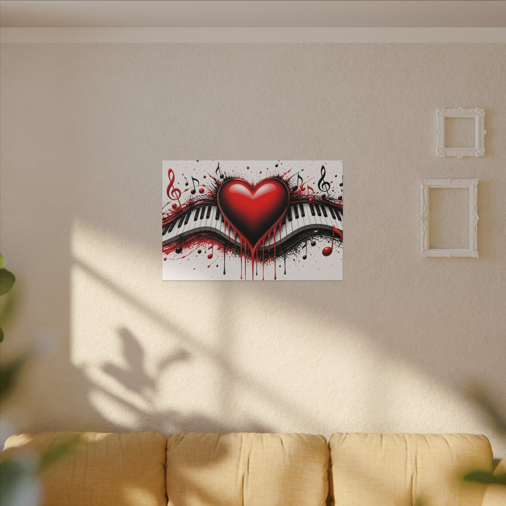 Dripping Red Heart Piano Matte Canvas