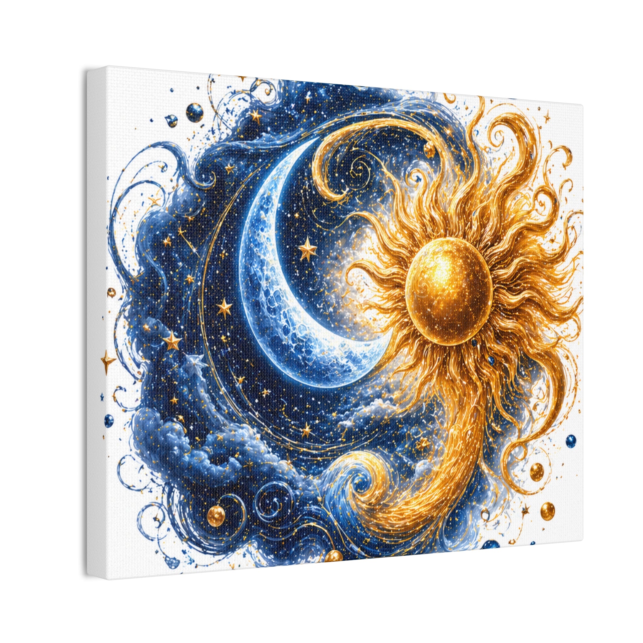 Sun and Moon Wall Art Canvas - Cosmic Celestial Painting