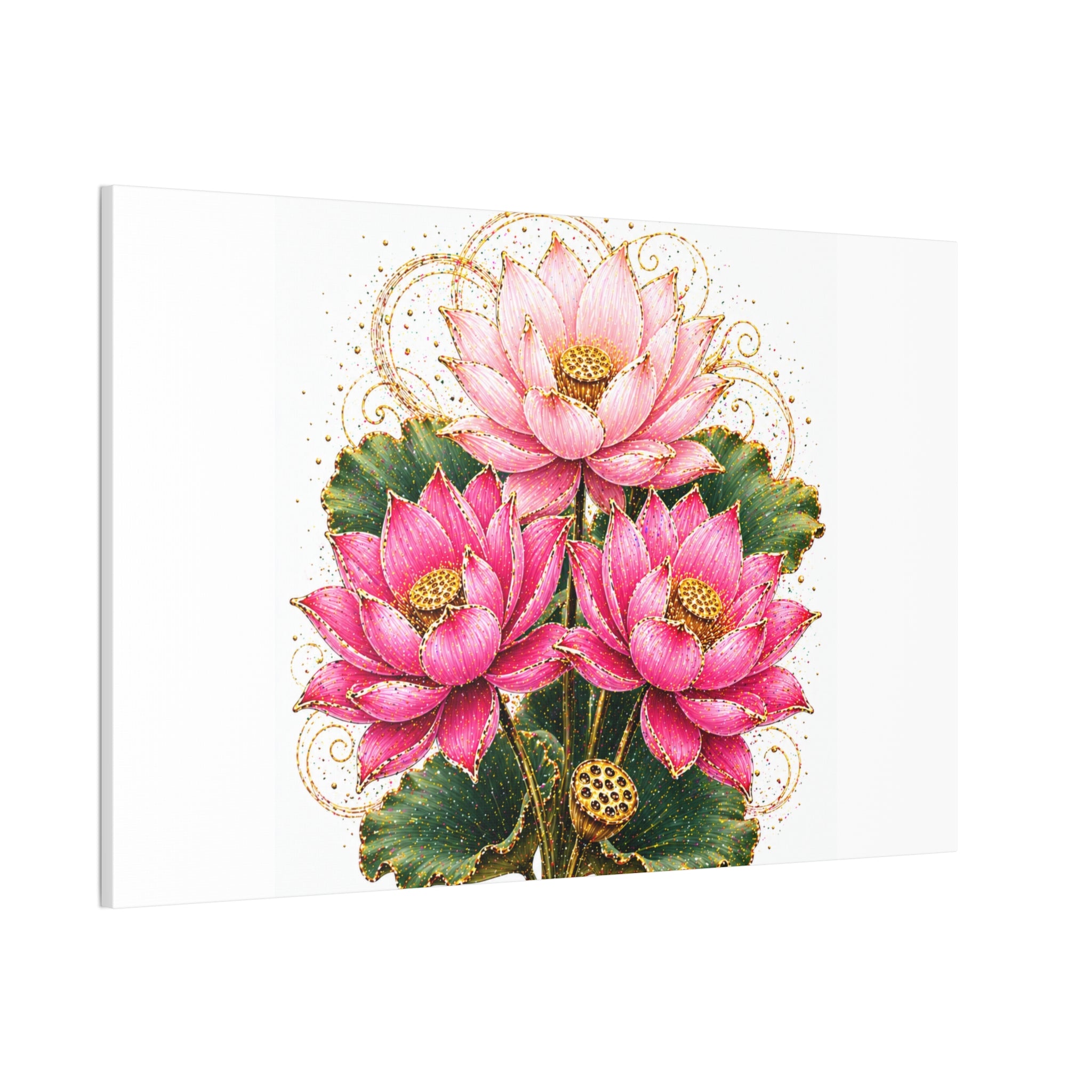 Lotus Floral Canvas Wall Art — Pink Lotus Stretched Canvas Print