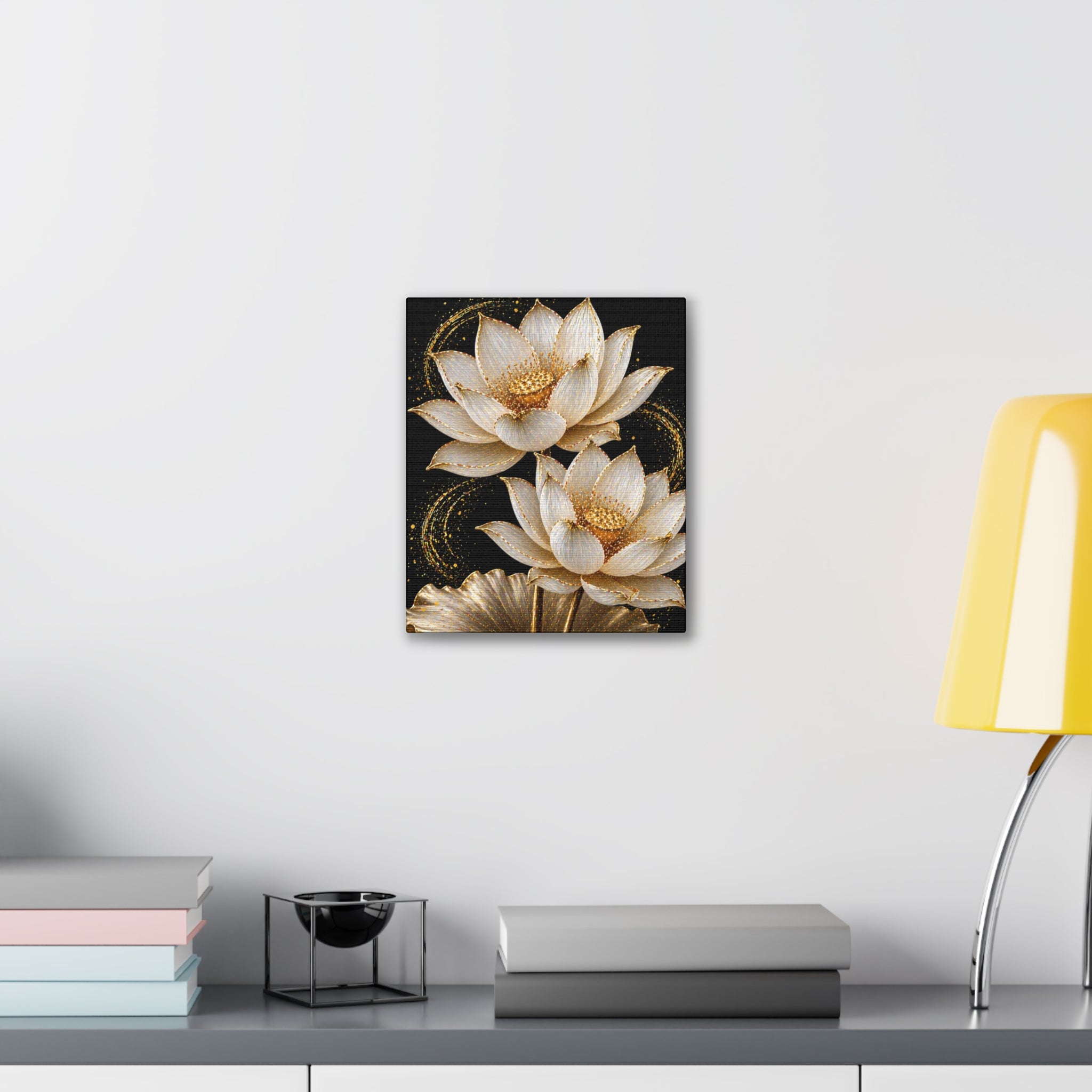Golden Lotus Canvas Print — Elegant Floral Wall Art