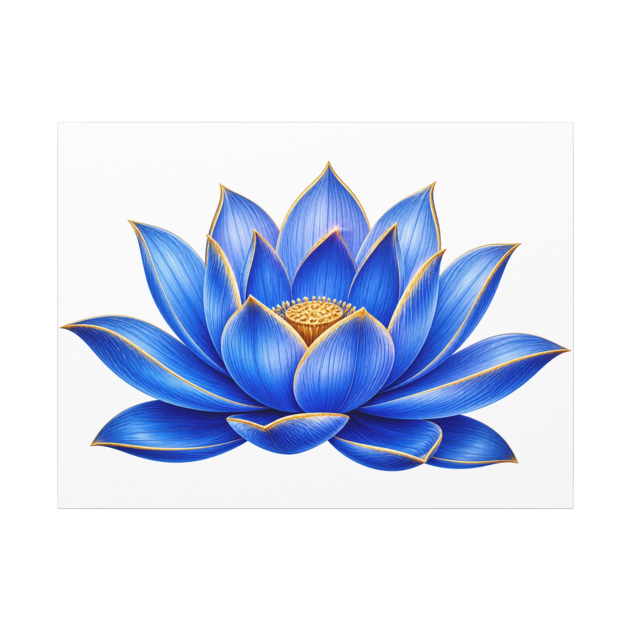 Blue Lotus Canvas Wall Art — Stretched Matte Floral Print
