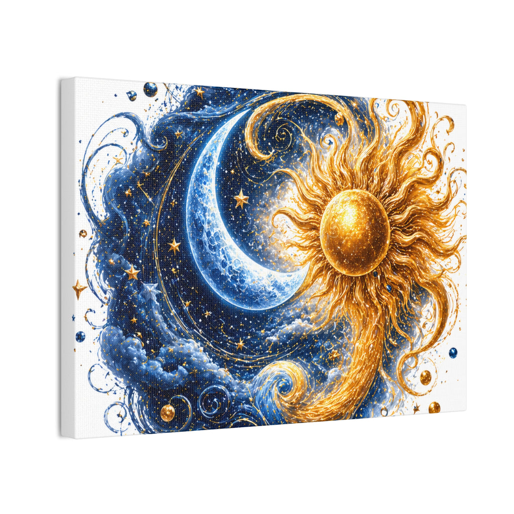 Sun and Moon Wall Art Canvas - Cosmic Celestial Painting