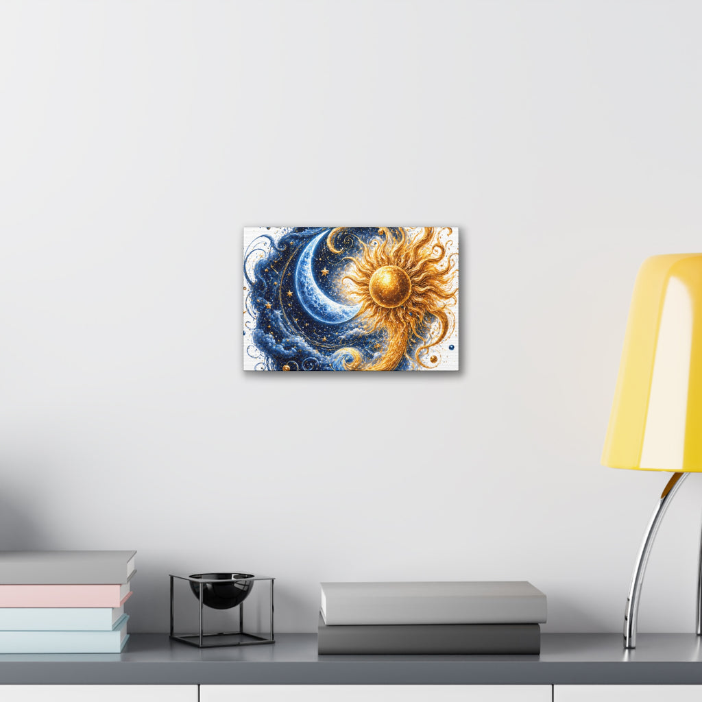 Sun and Moon Wall Art Canvas - Cosmic Celestial Painting
