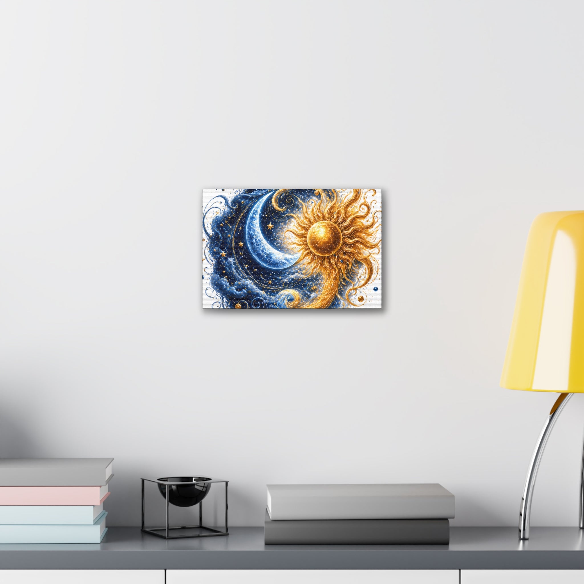 Sun and Moon Wall Art Canvas - Cosmic Celestial Painting