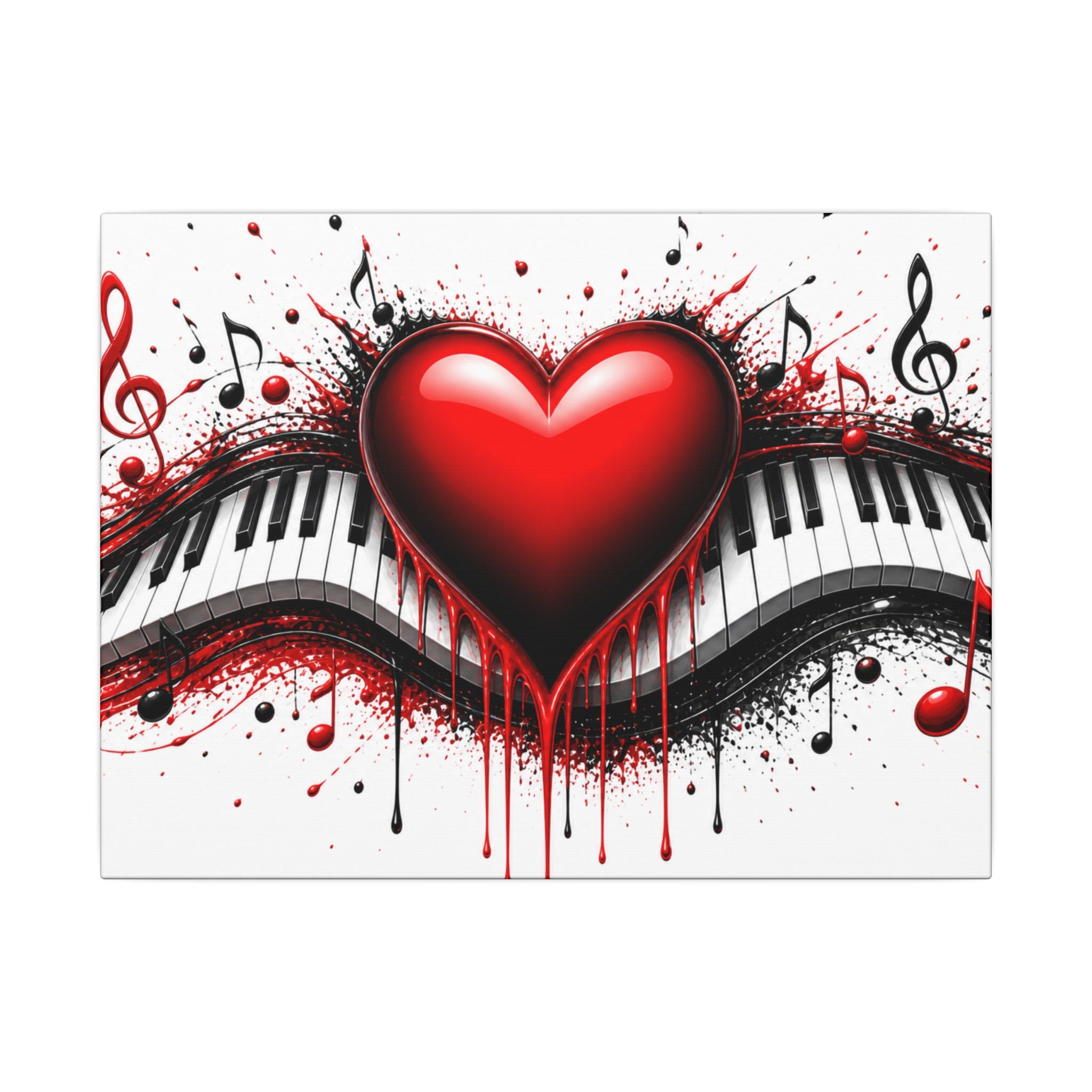 Dripping Red Heart Piano Matte Canvas