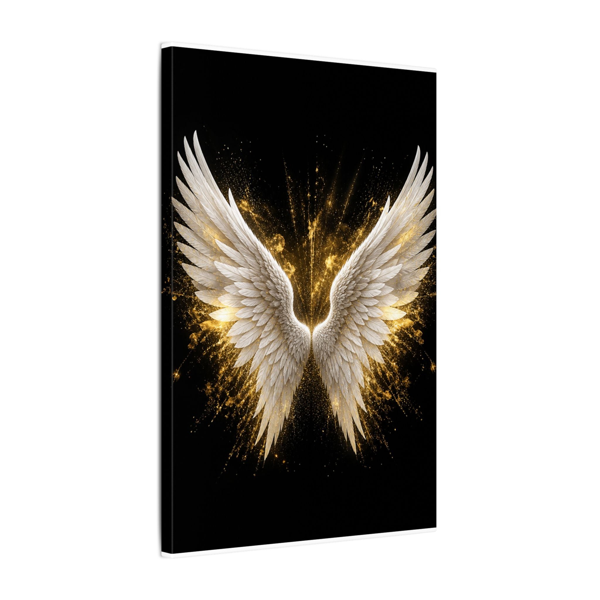 Angel Wings Canvas Print – Golden Feather Wall Art