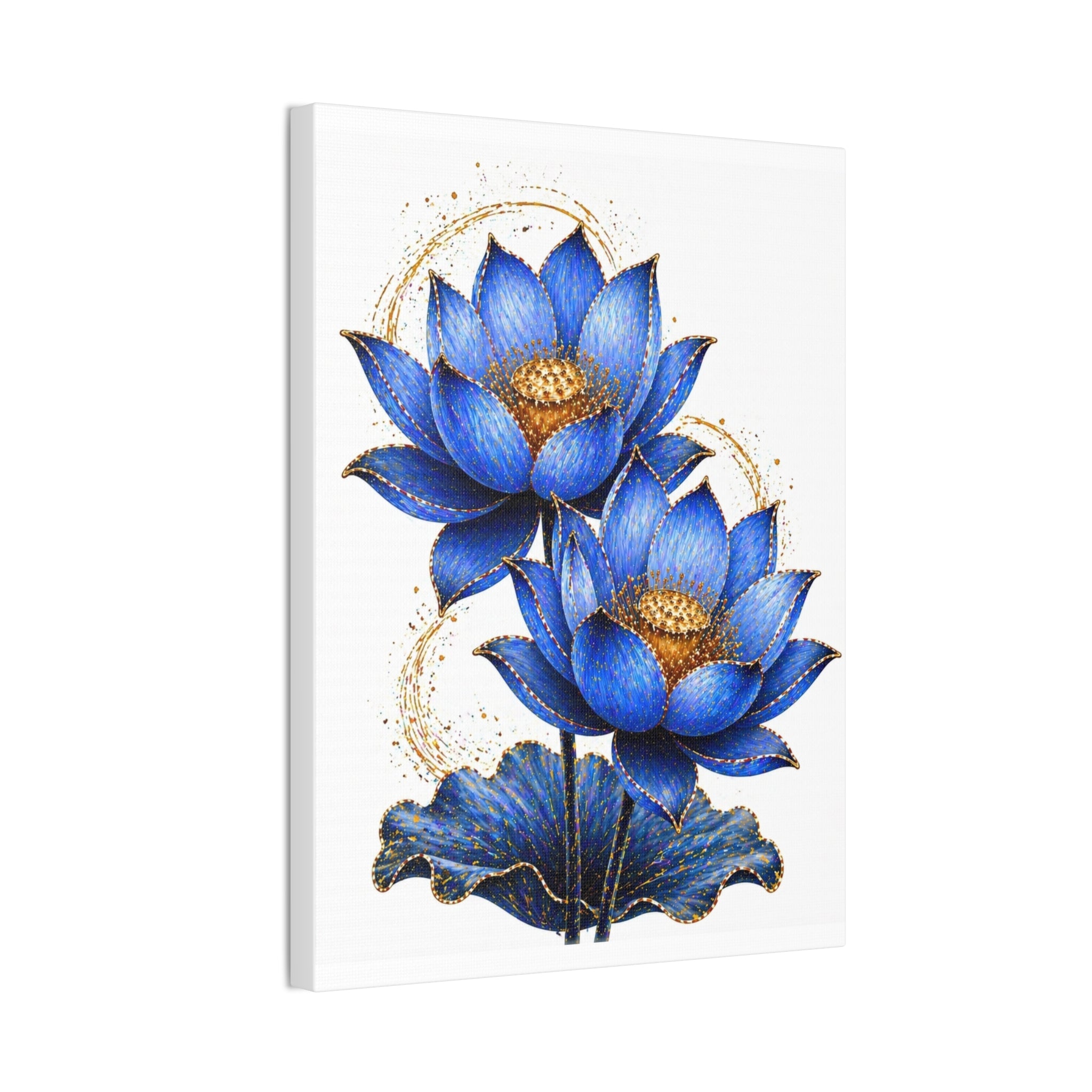 Blue Lotus Canvas Wall Art — Stretched 0.75" Botanical Print