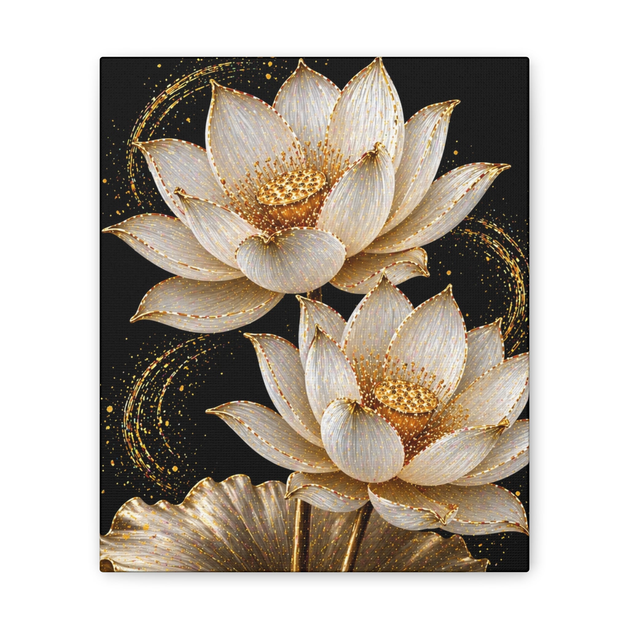 Golden Lotus Canvas Print — Elegant Floral Wall Art