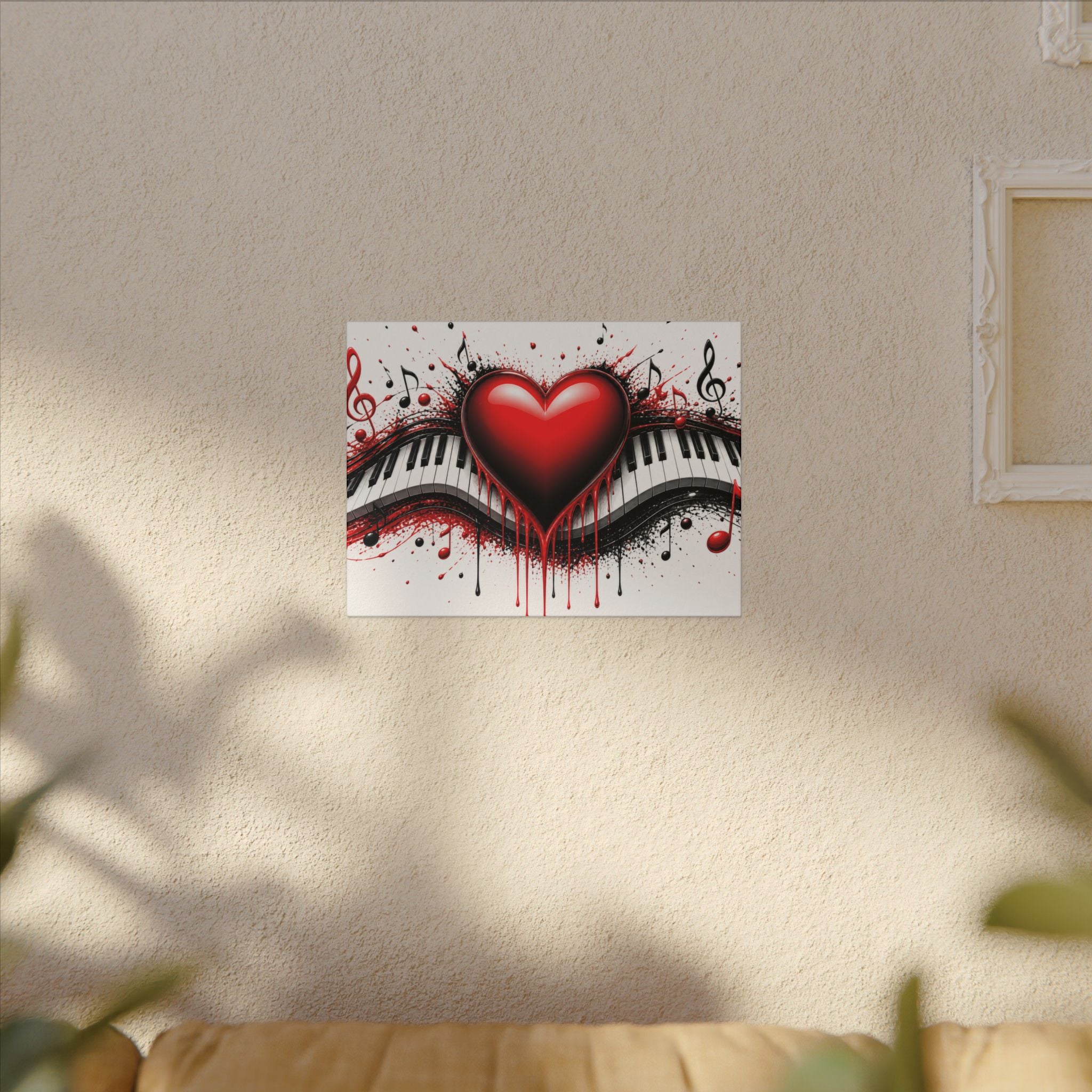 Dripping Red Heart Piano Matte Canvas