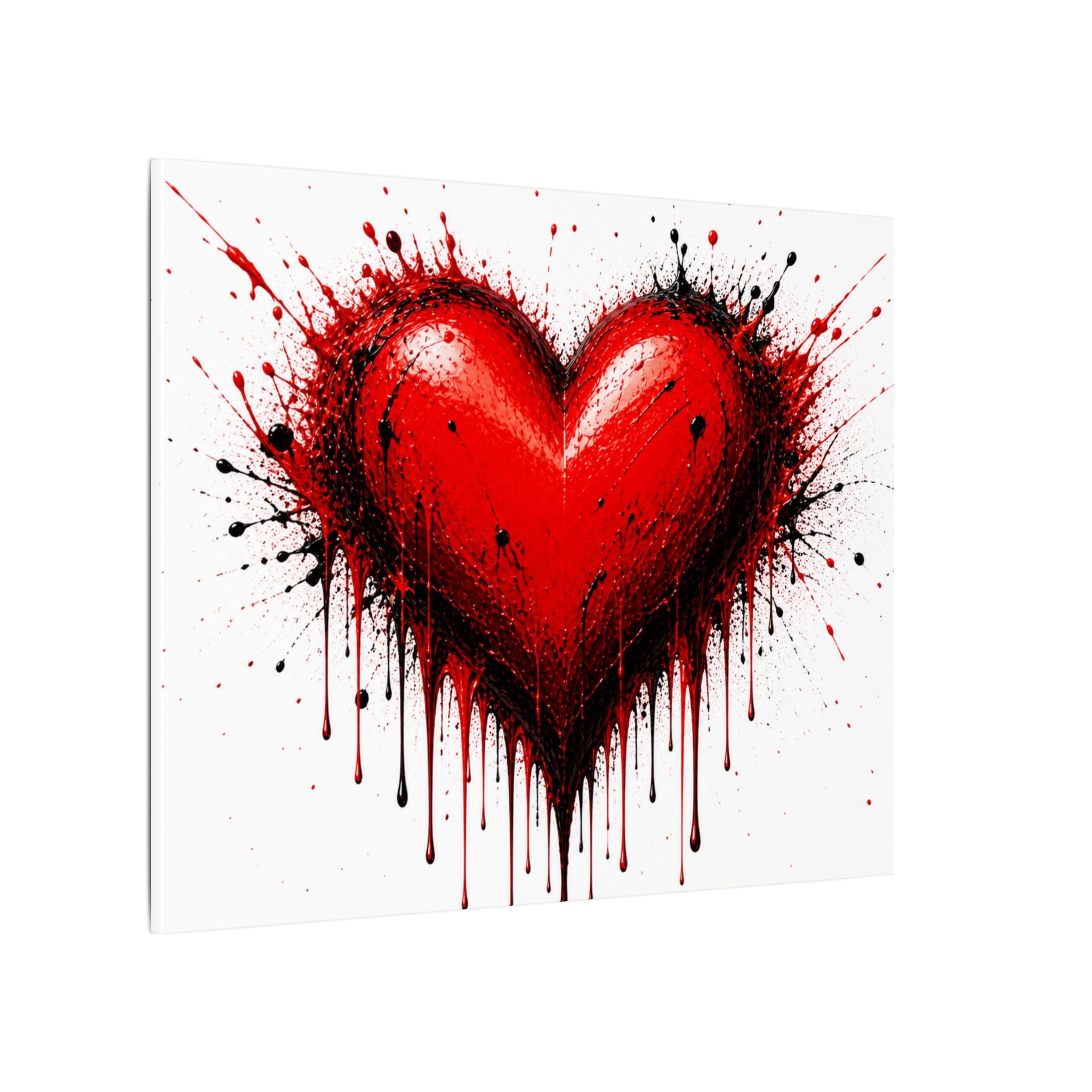 Dripping Red Heart Matte Canvas Wall Art — Bold Graffiti Love Print
