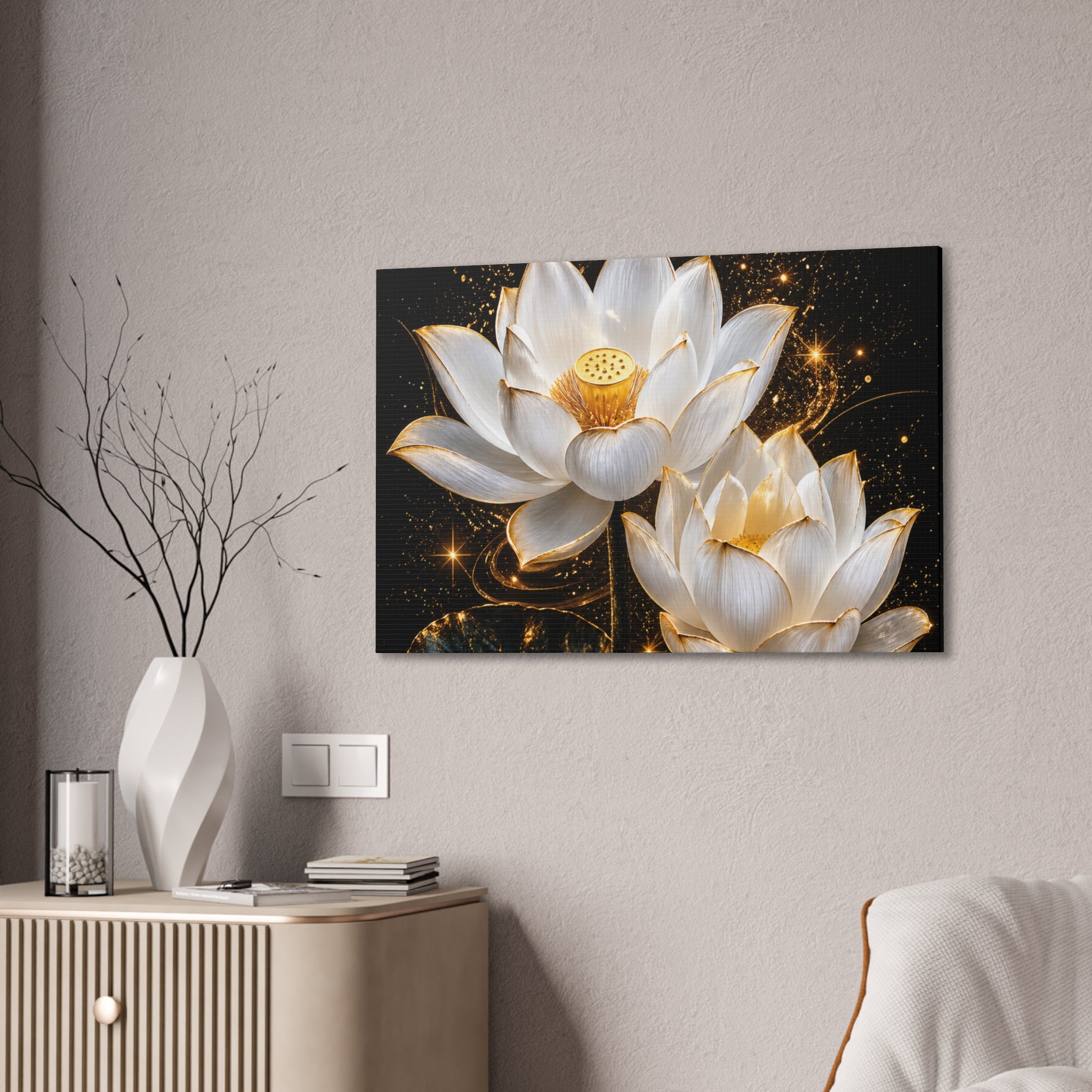 Golden Lotus Canvas Print