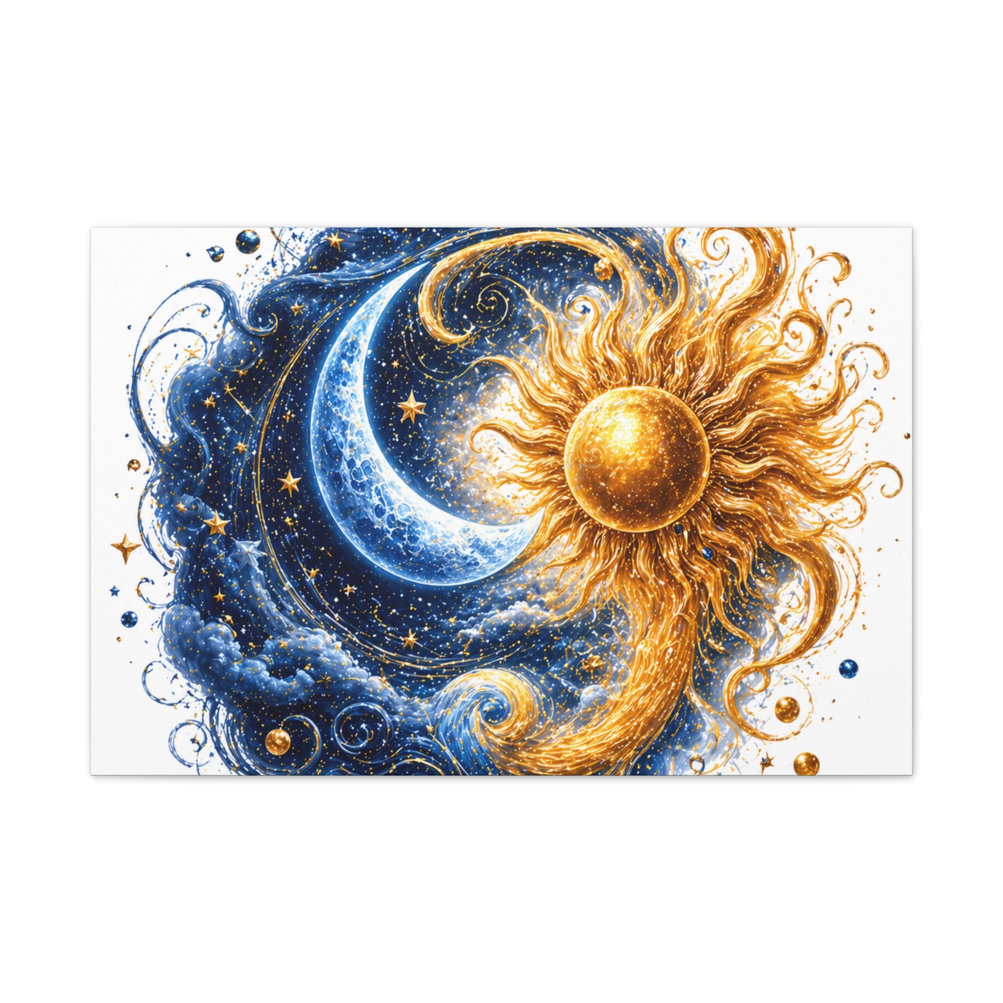 Sun and Moon Wall Art Canvas - Cosmic Celestial Painting