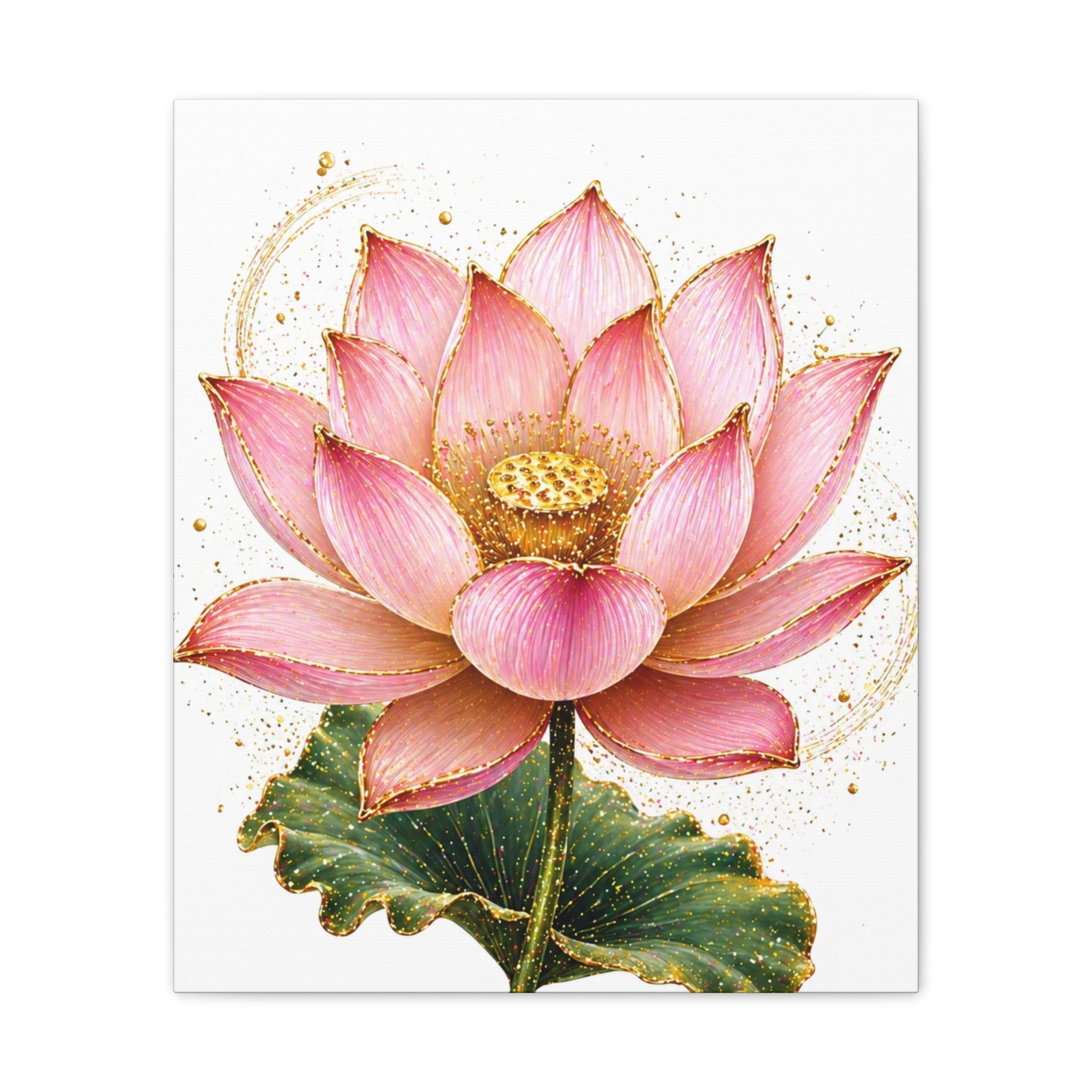 Pink Lotus Canvas Wall Art — Stretched Floral Canvas Print