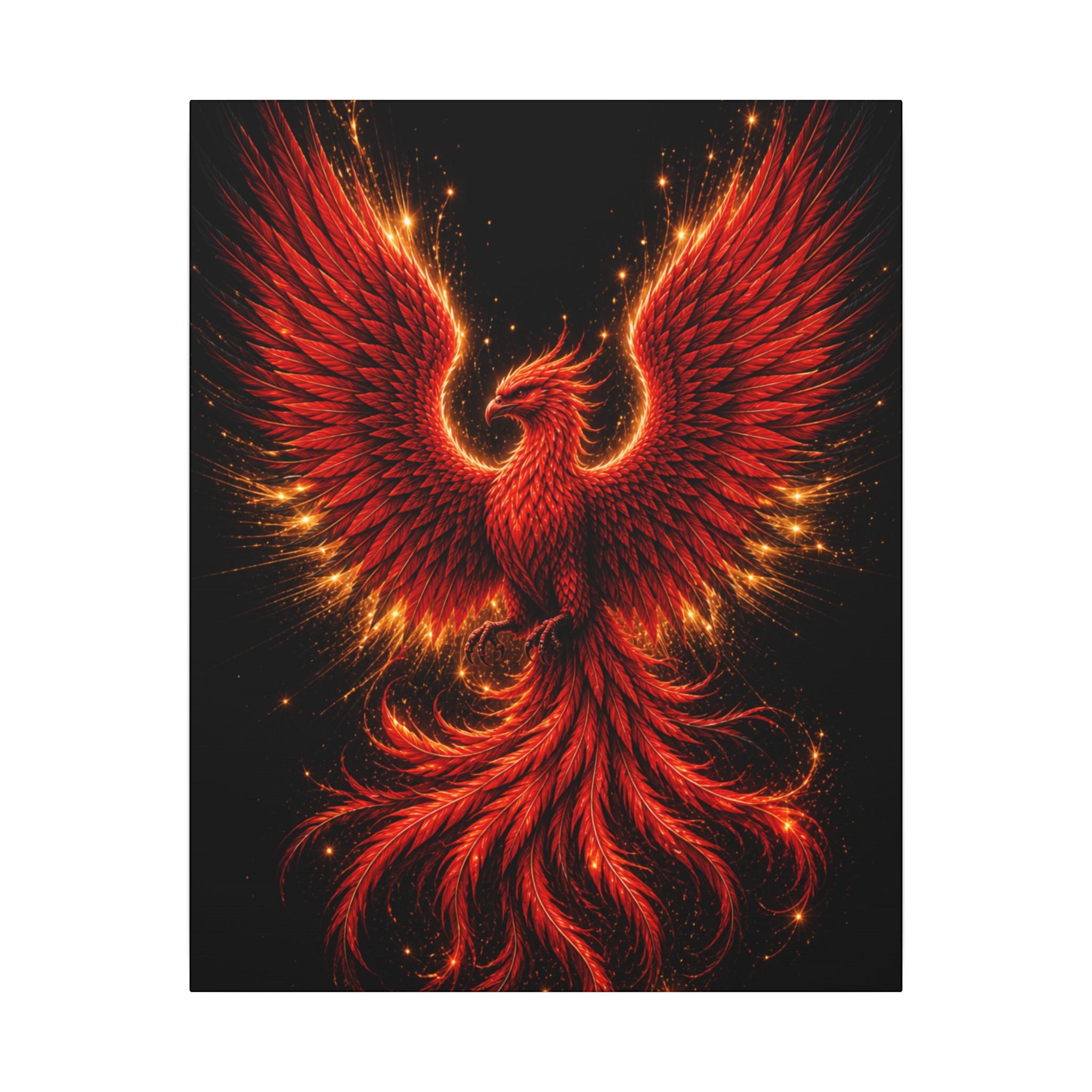 Fiery Phoenix Matte Stretched Canvas
