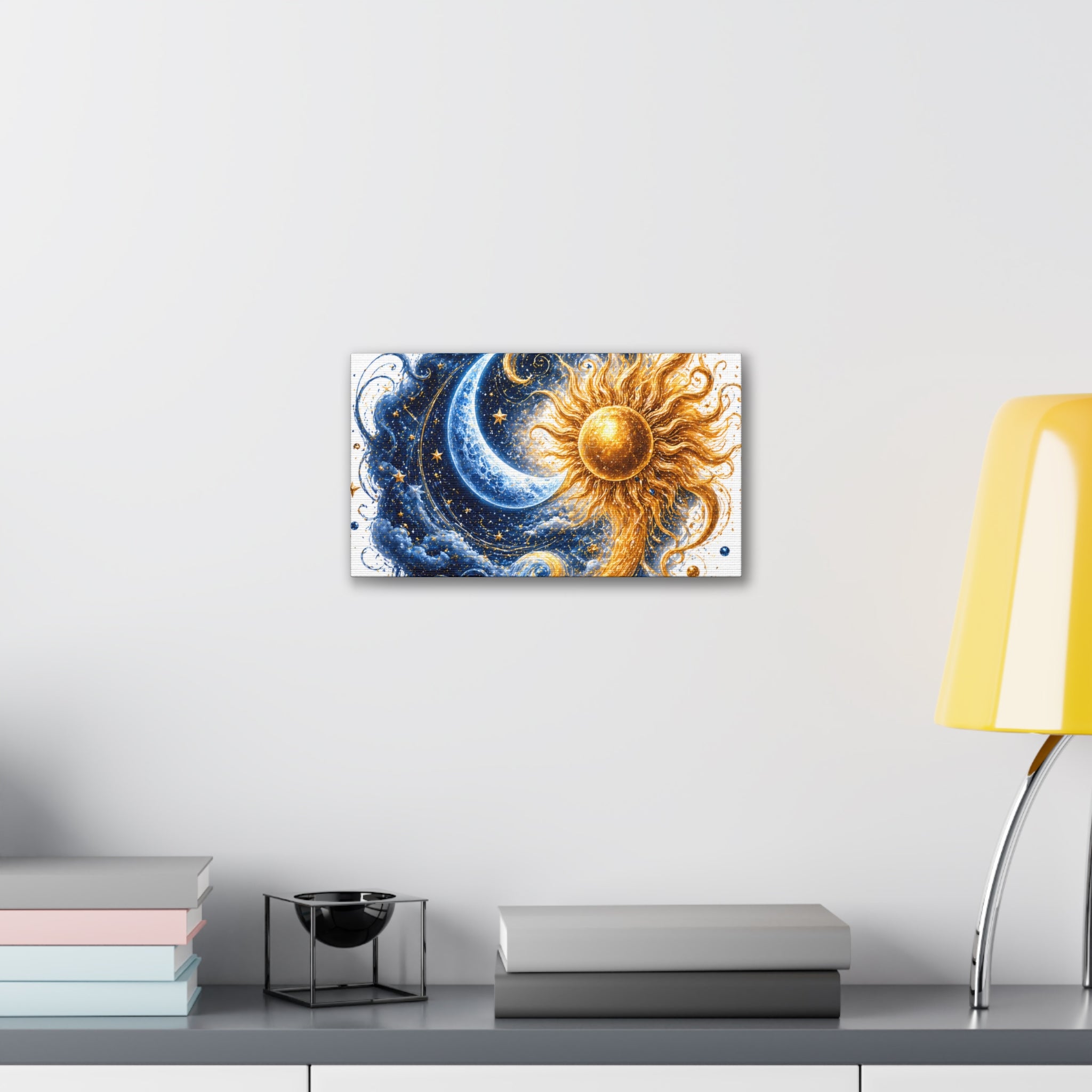 Sun and Moon Wall Art Canvas - Cosmic Celestial Painting