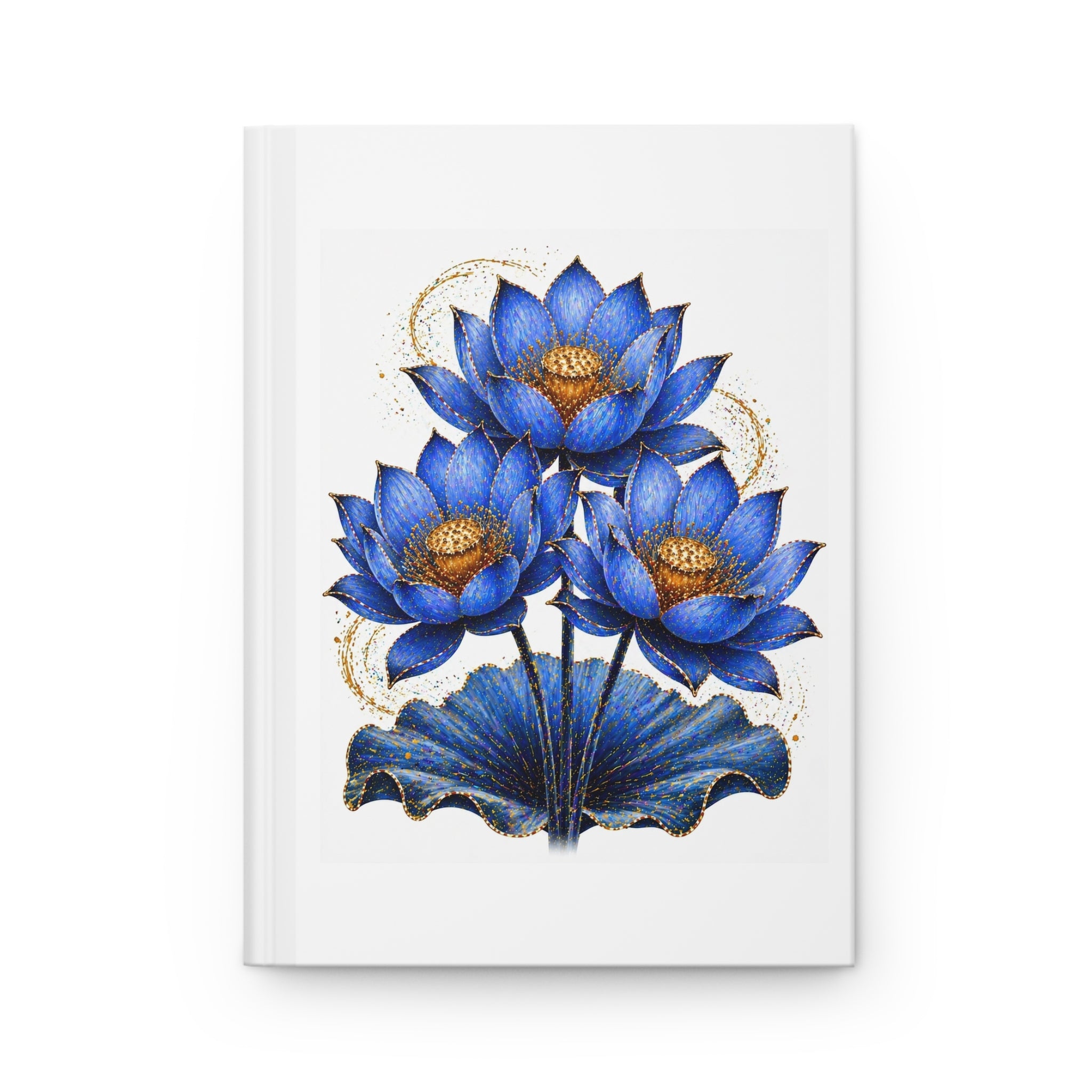 Blue Lotus Hardcover Journal — Floral Notebook for Gratitude, Meditation, & Daily Writing