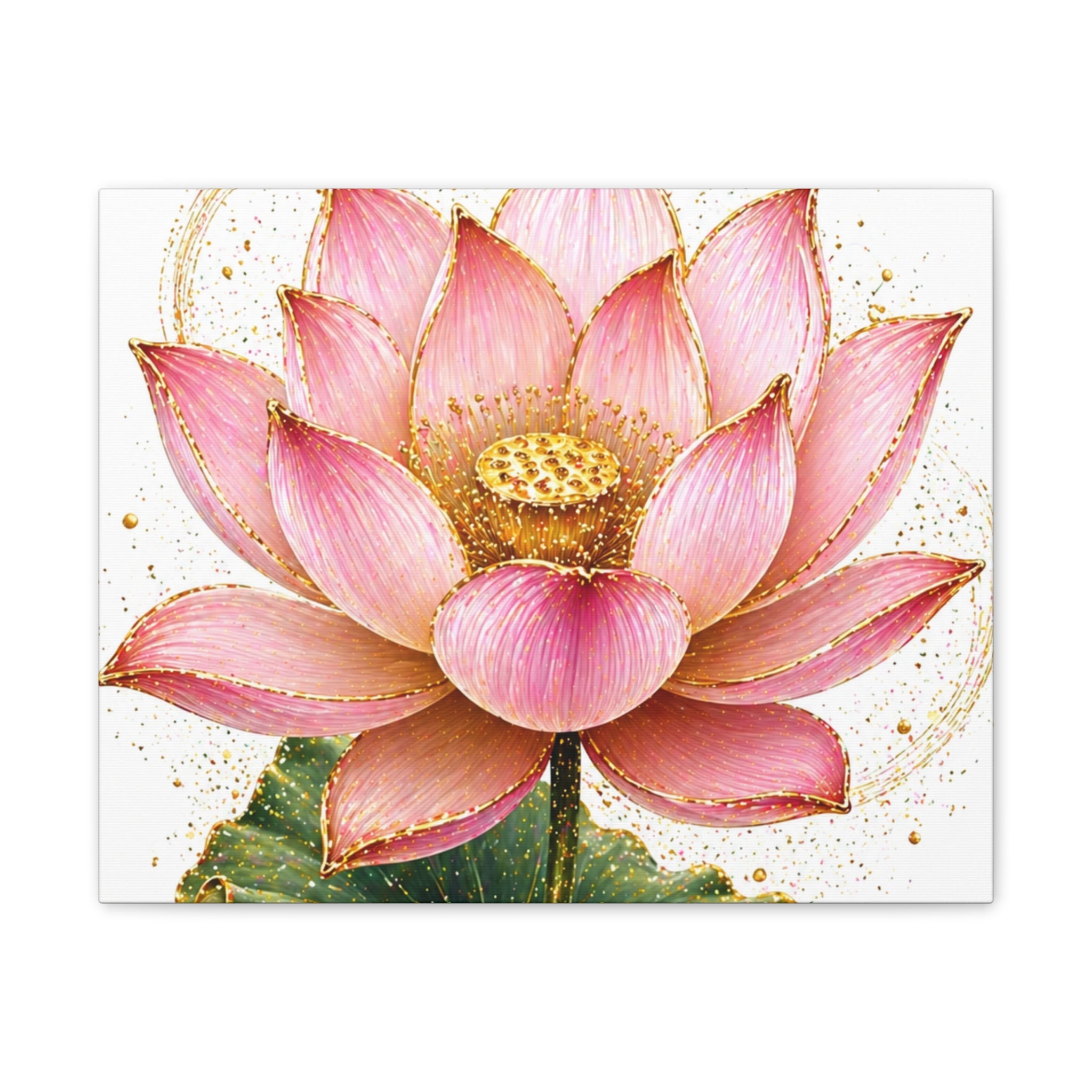 Pink Lotus Canvas Wall Art — Stretched Floral Canvas Print