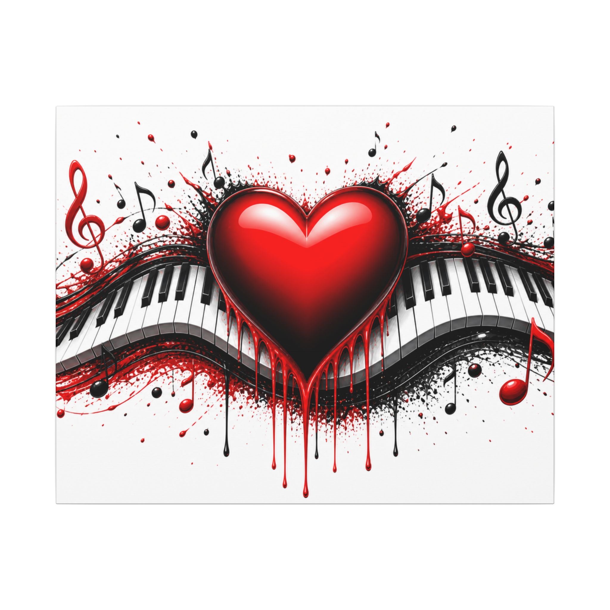 Dripping Red Heart Piano Matte Canvas