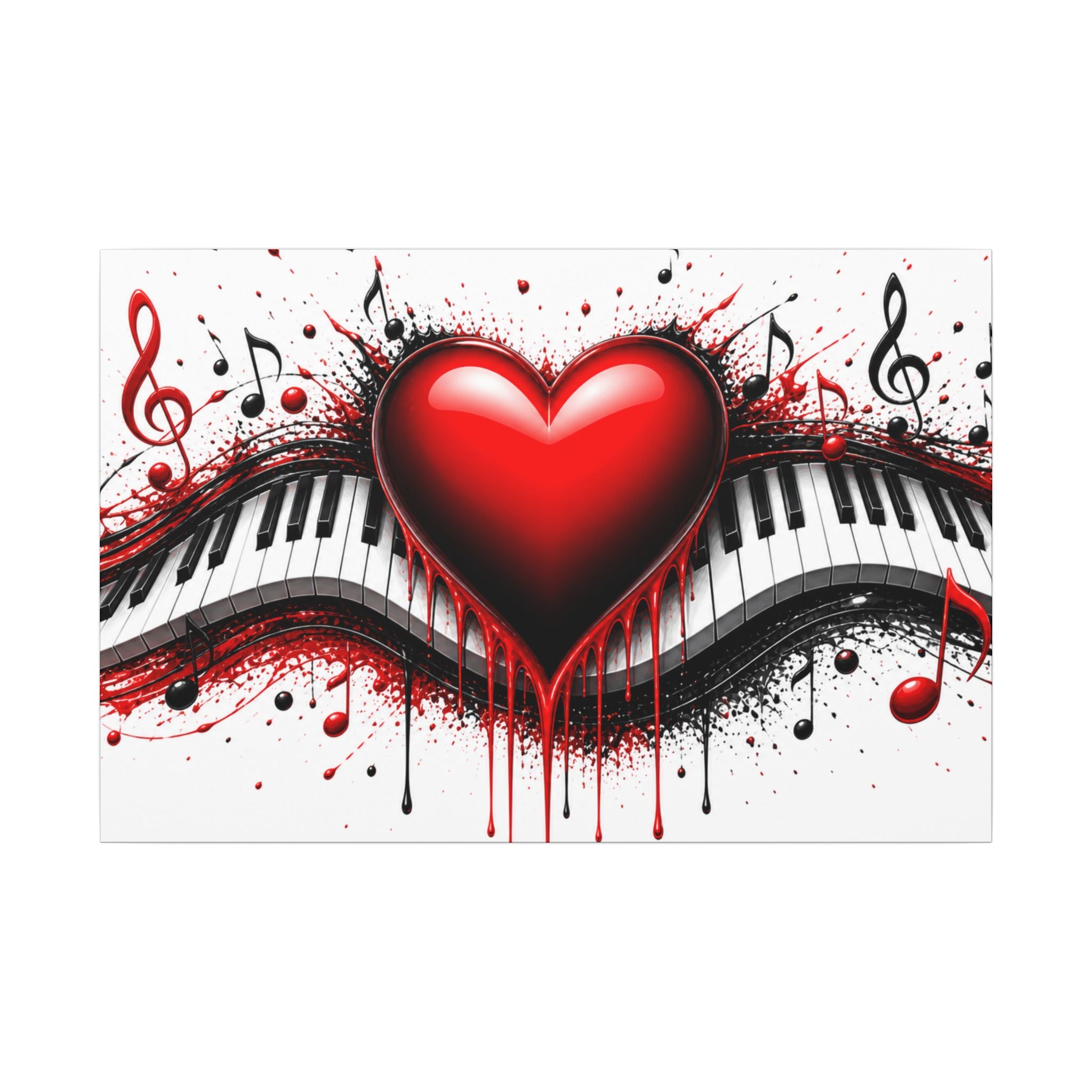 Dripping Red Heart Piano Matte Canvas