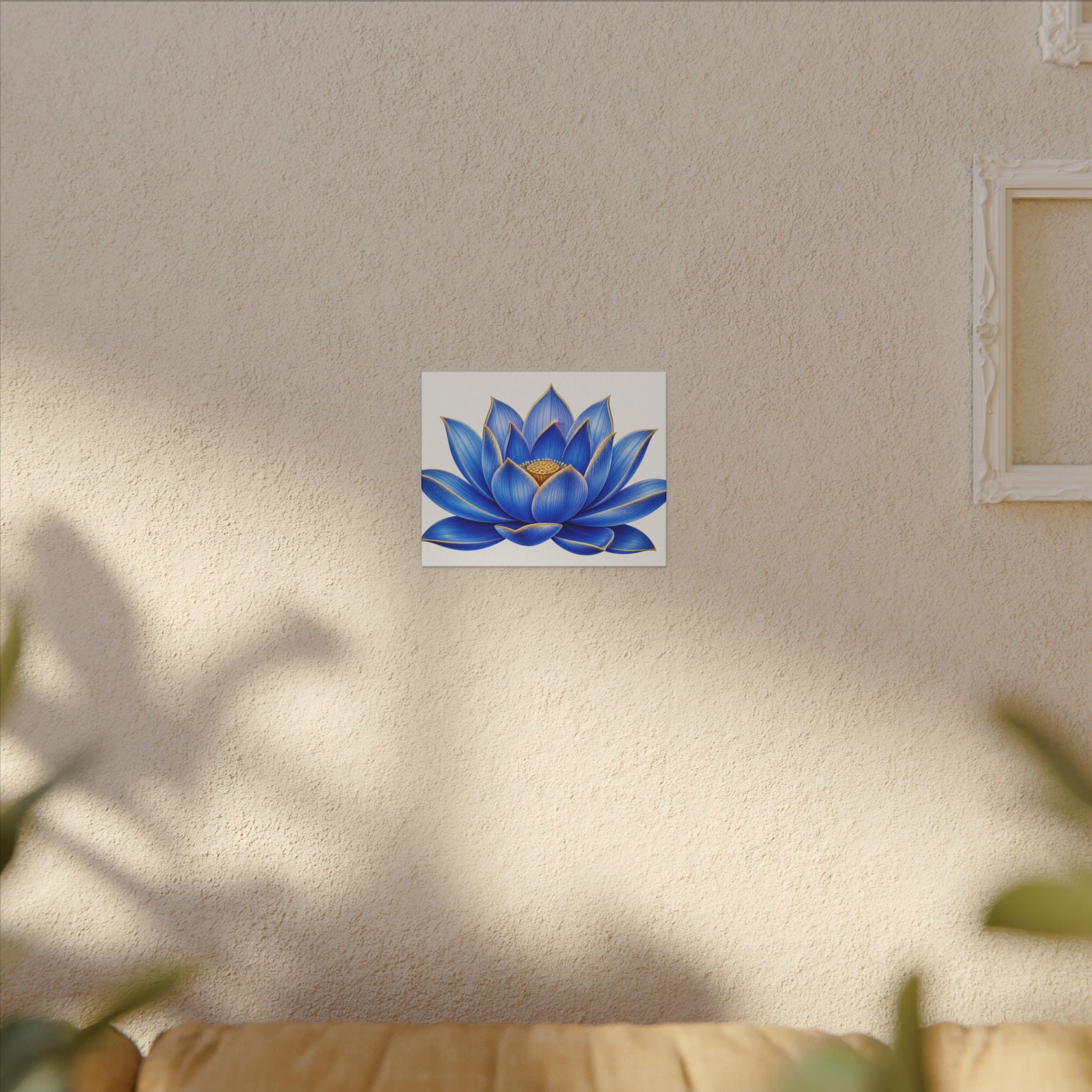 Blue Lotus Canvas Wall Art — Stretched Matte Floral Print