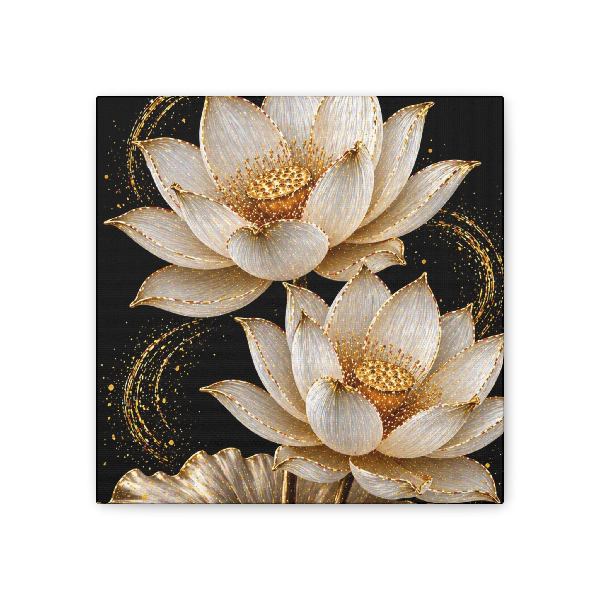 Golden Lotus Canvas Print — Elegant Floral Wall Art