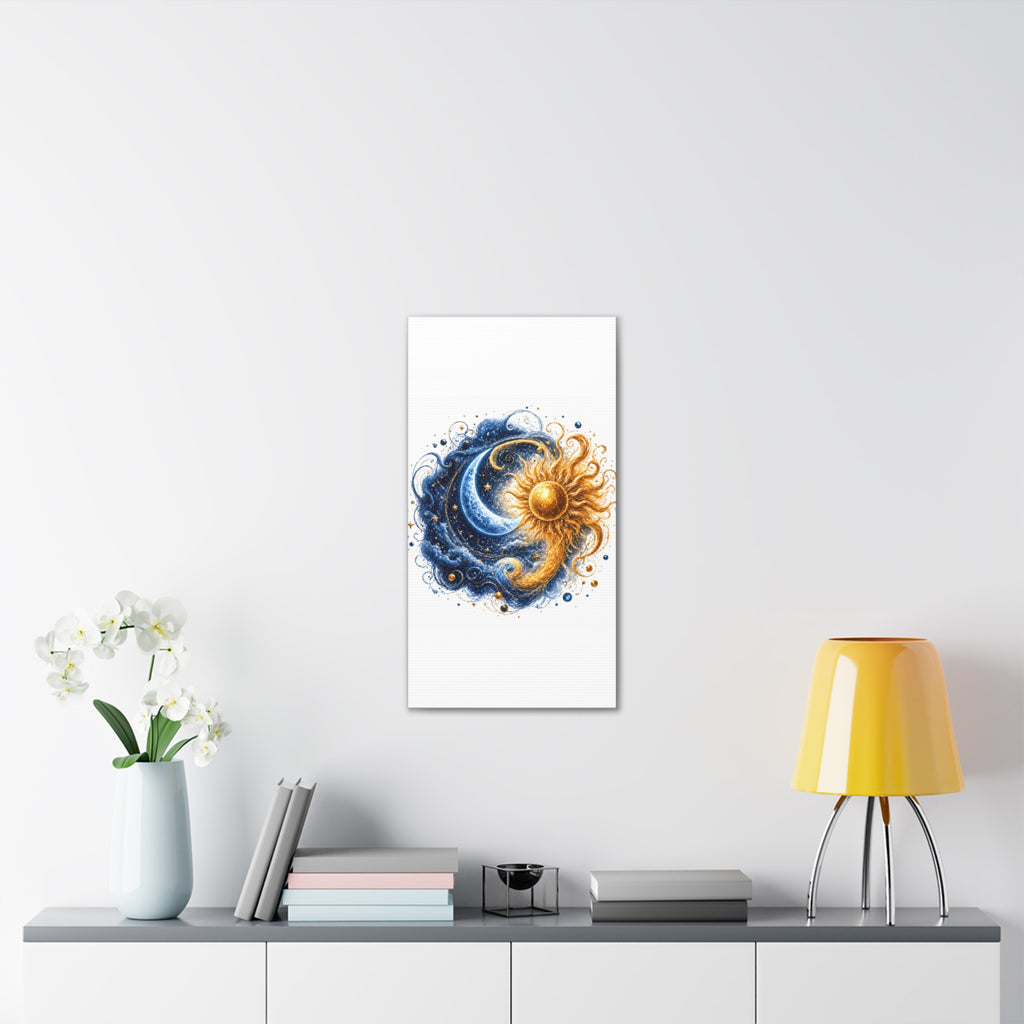 Sun and Moon Wall Art Canvas - Cosmic Celestial Painting