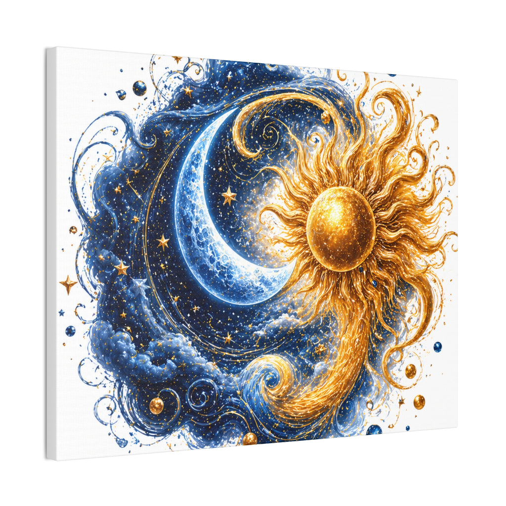 Sun and Moon Wall Art Canvas - Cosmic Celestial Painting