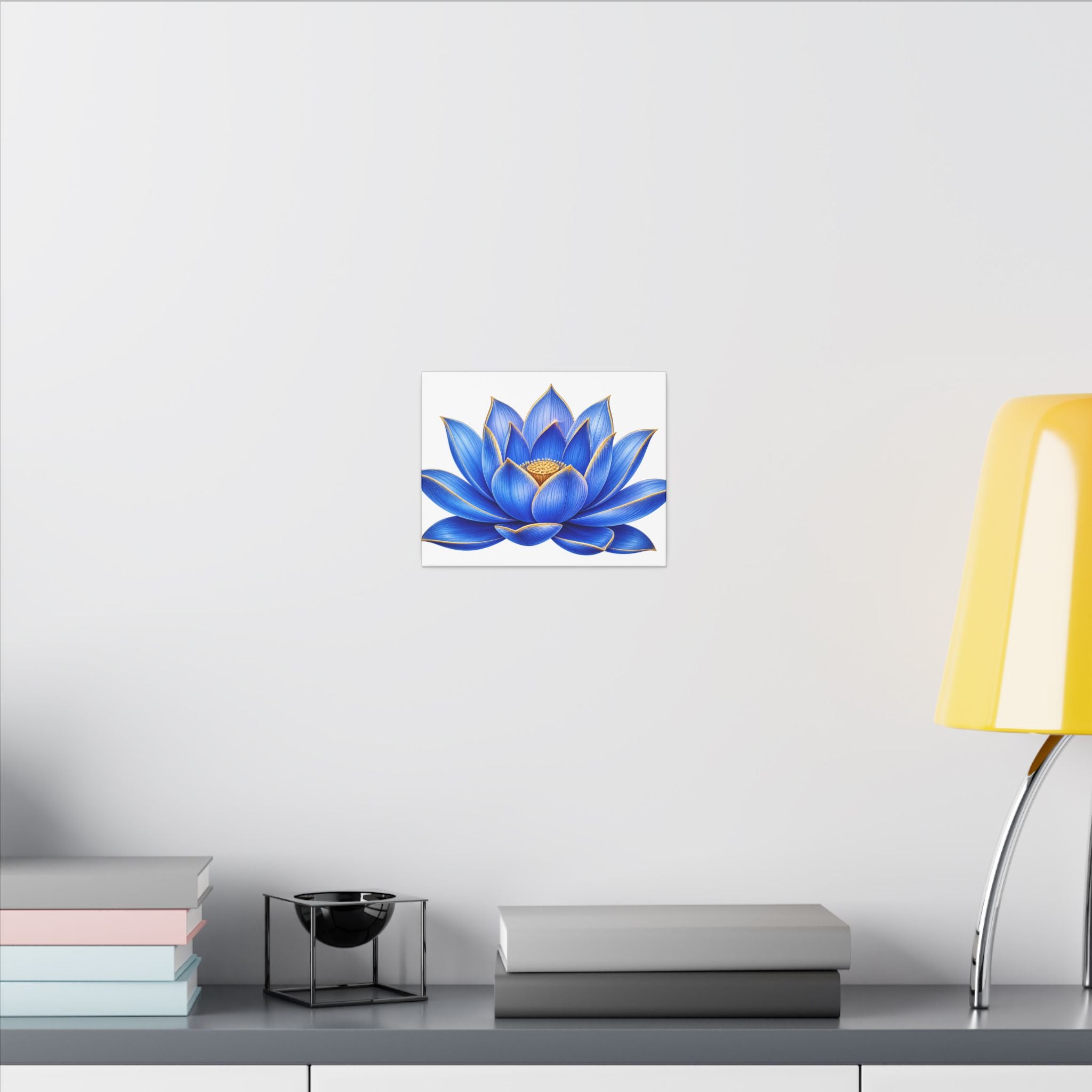Blue Lotus Canvas Wall Art — Stretched Matte Floral Print