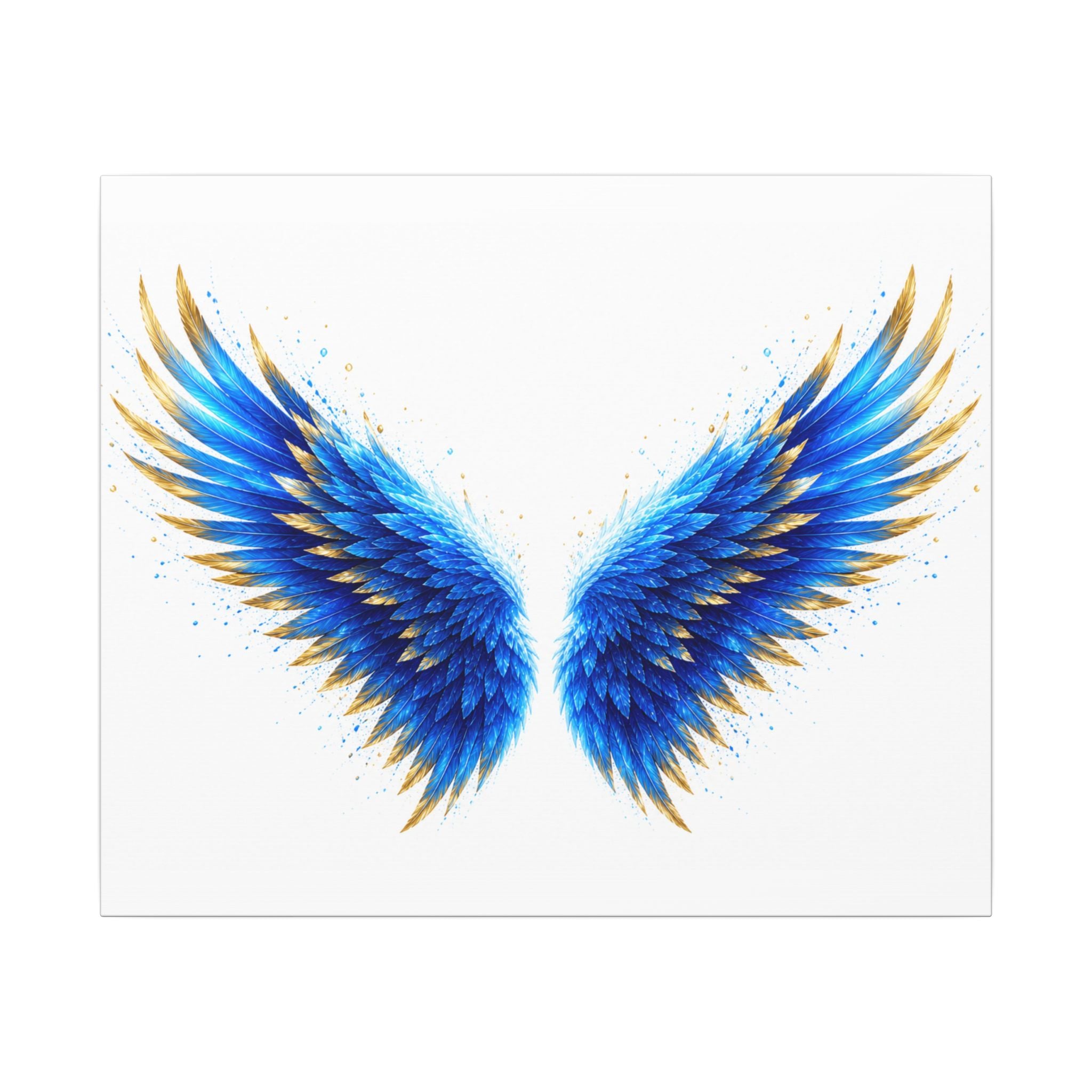 Blue & Gold Angel Wings Matte Canvas Wall Art — Stretched Decorative Canvas