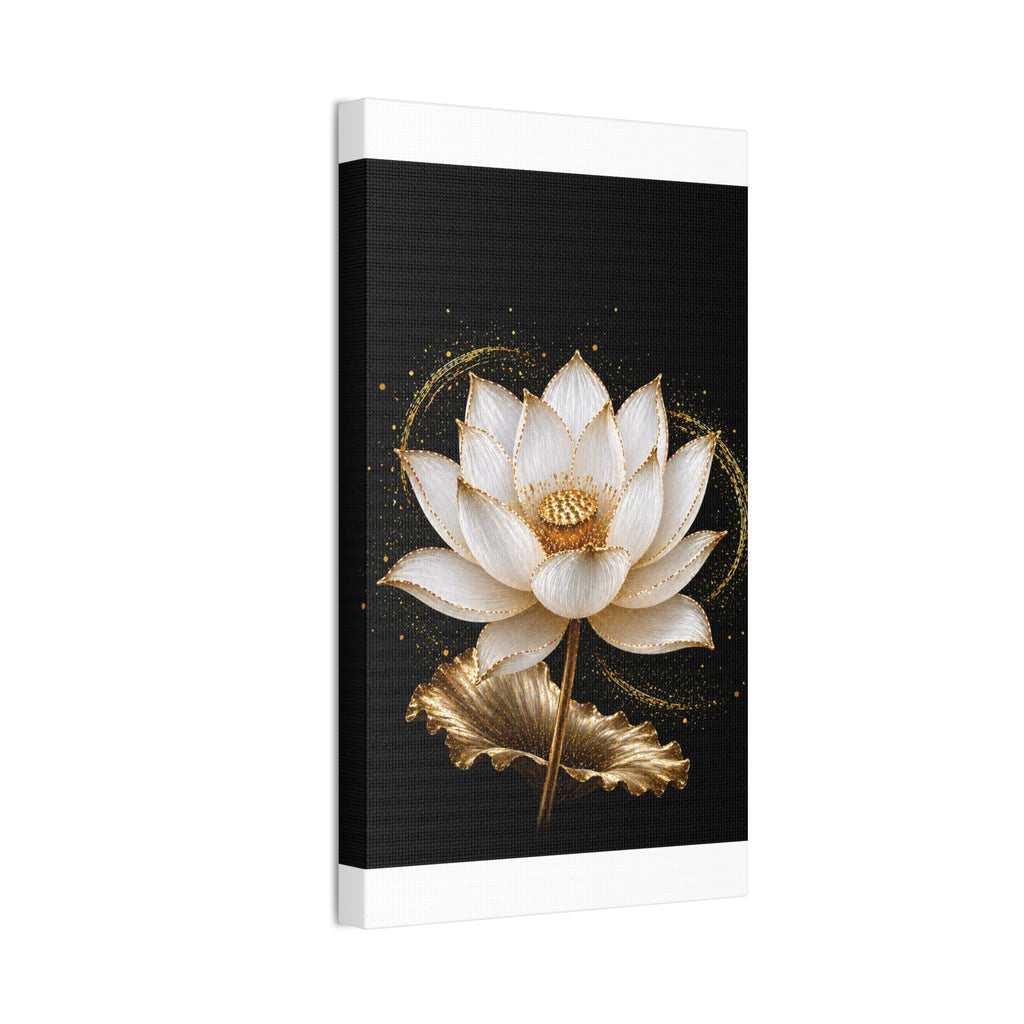 Gold Lotus Canvas Wall Art - Stretched Canvas Floral Print