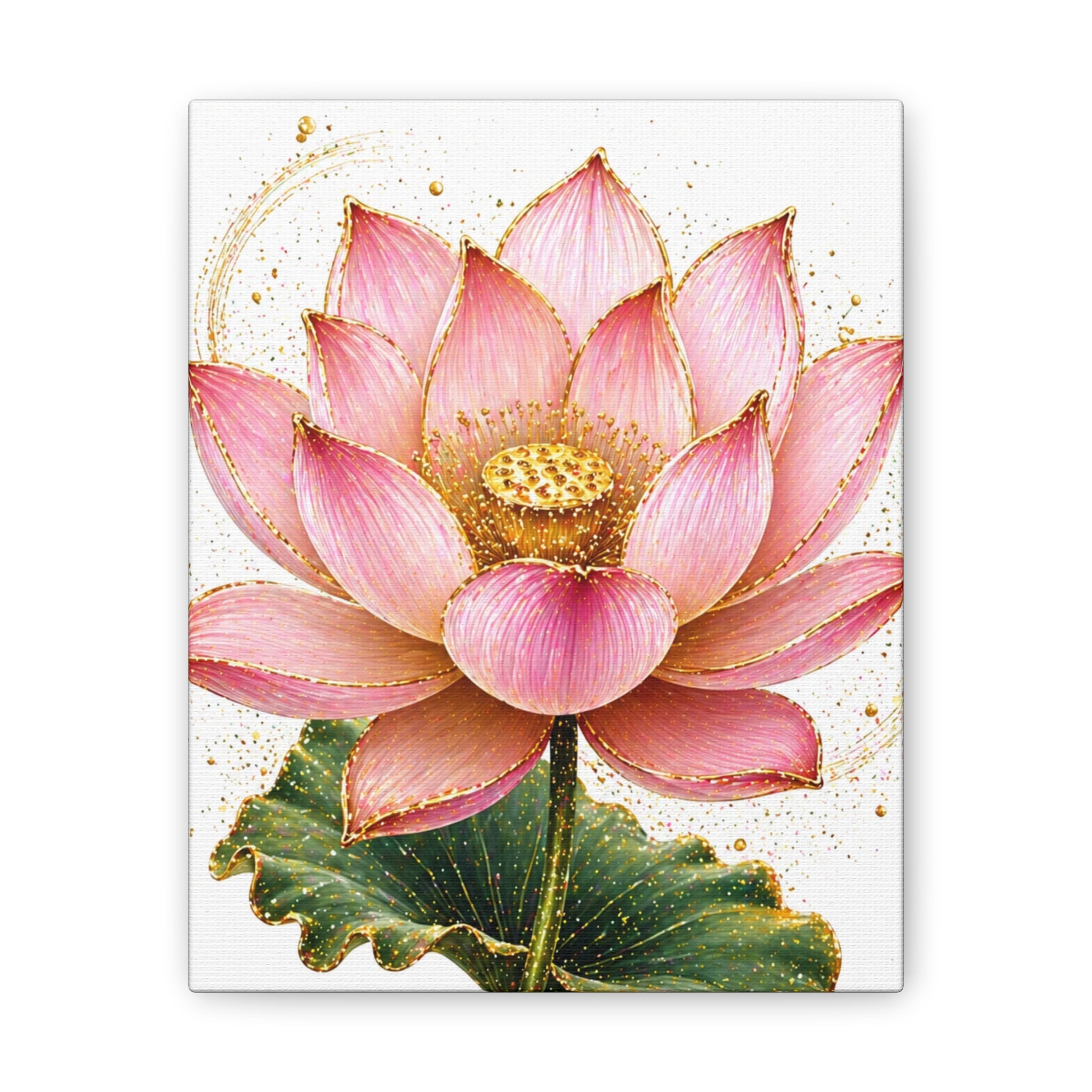 Pink Lotus Canvas Wall Art — Stretched Floral Canvas Print