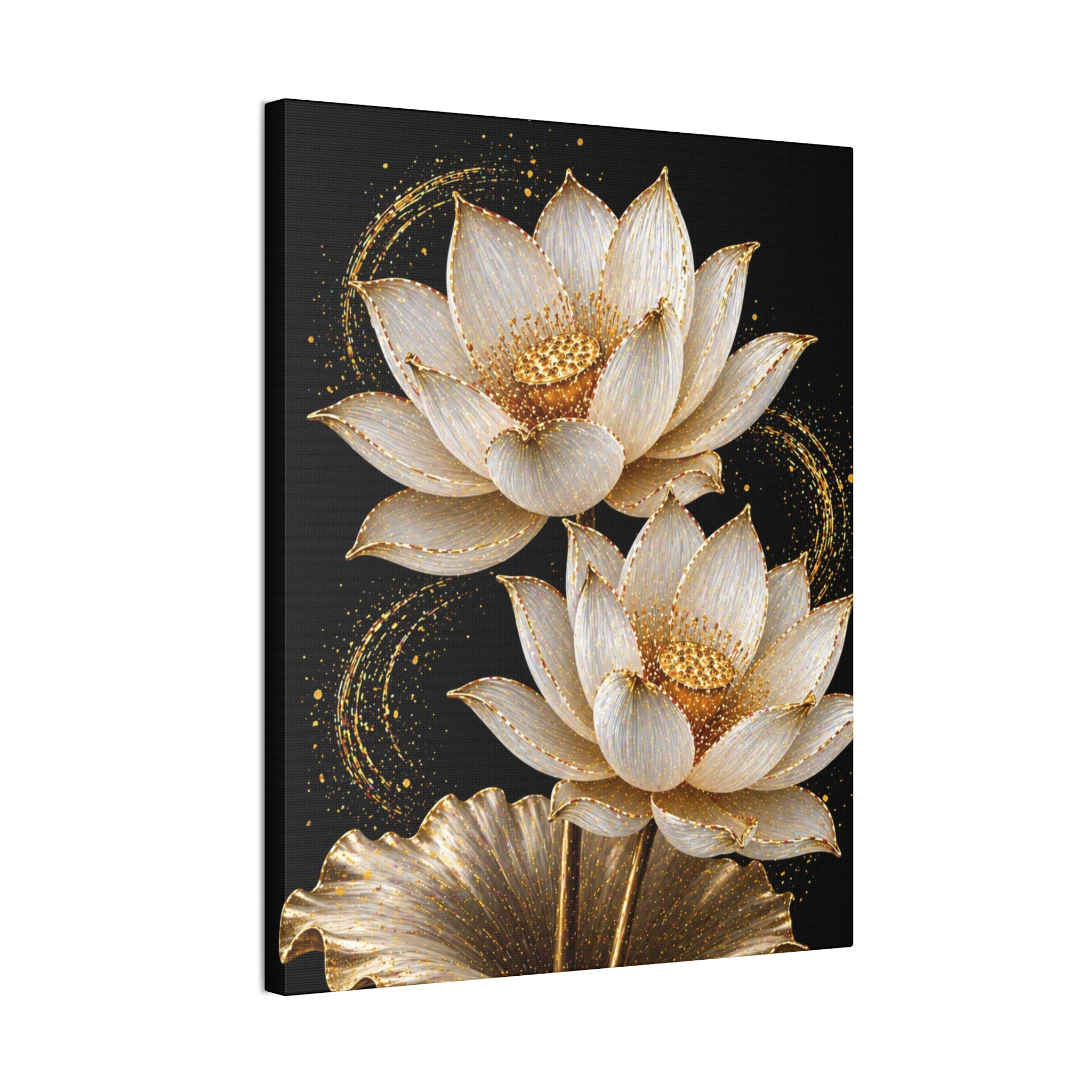 Golden Lotus Canvas Print — Elegant Floral Wall Art