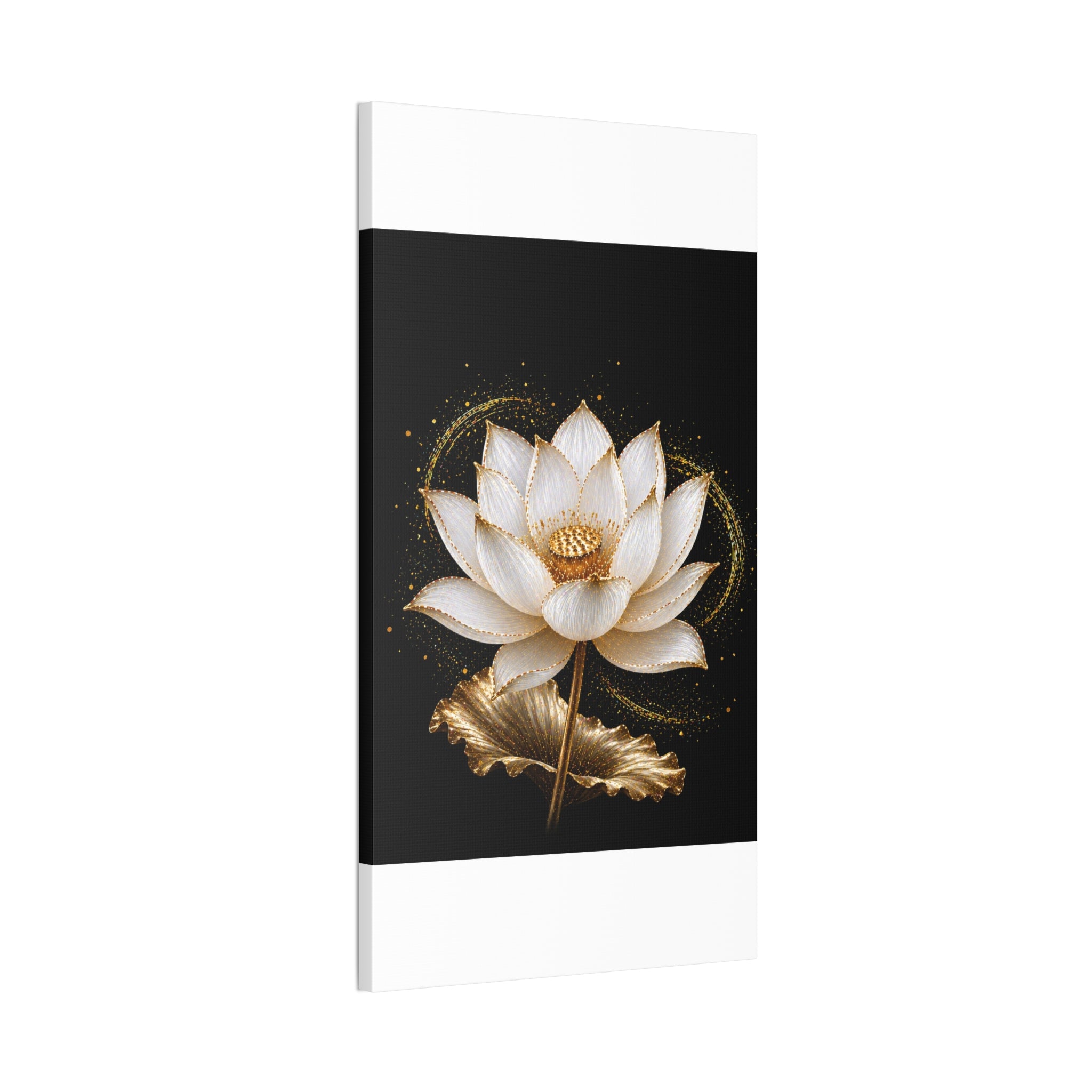 Gold Lotus Canvas Wall Art - Stretched Canvas Floral Print