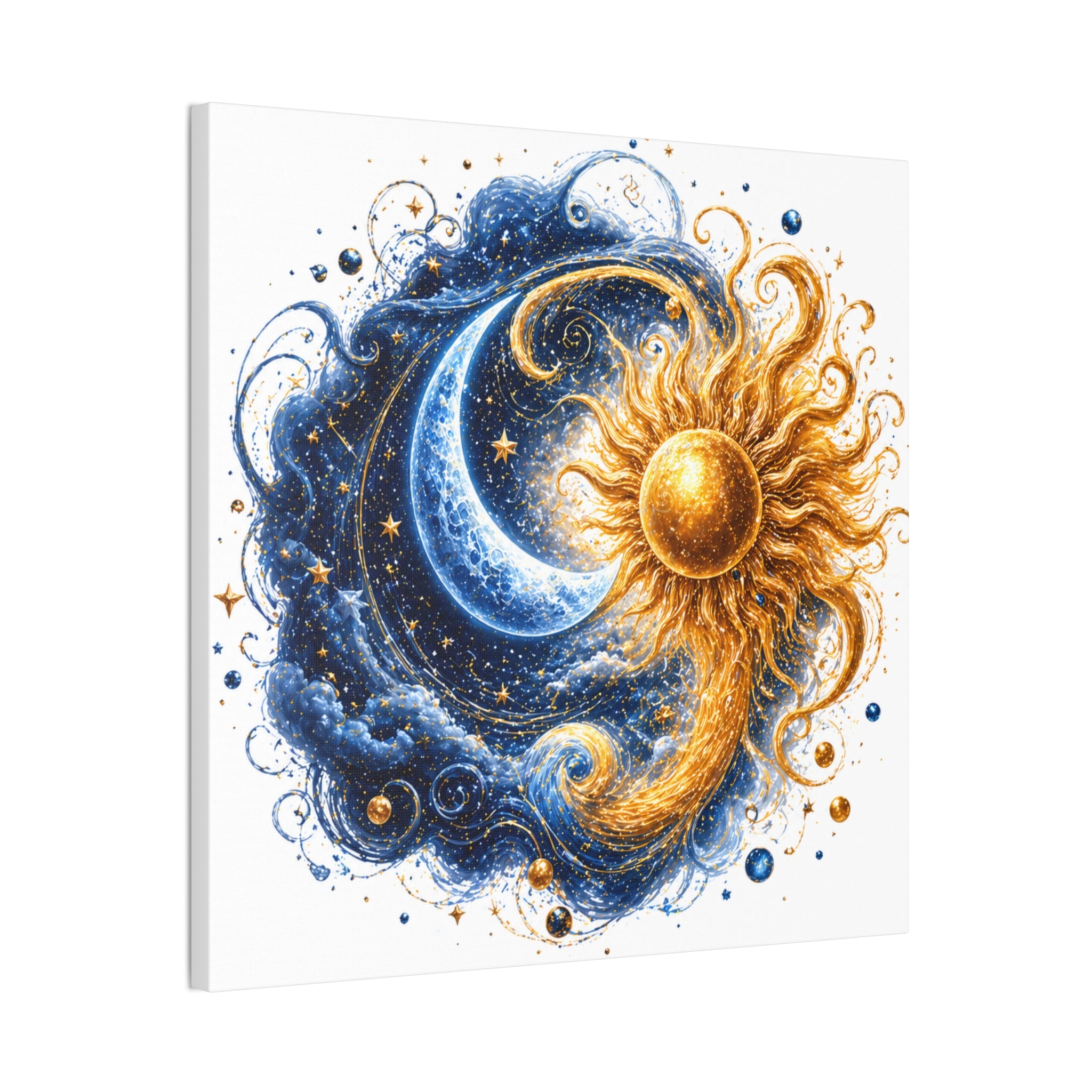 Sun and Moon Wall Art Canvas - Cosmic Celestial Painting