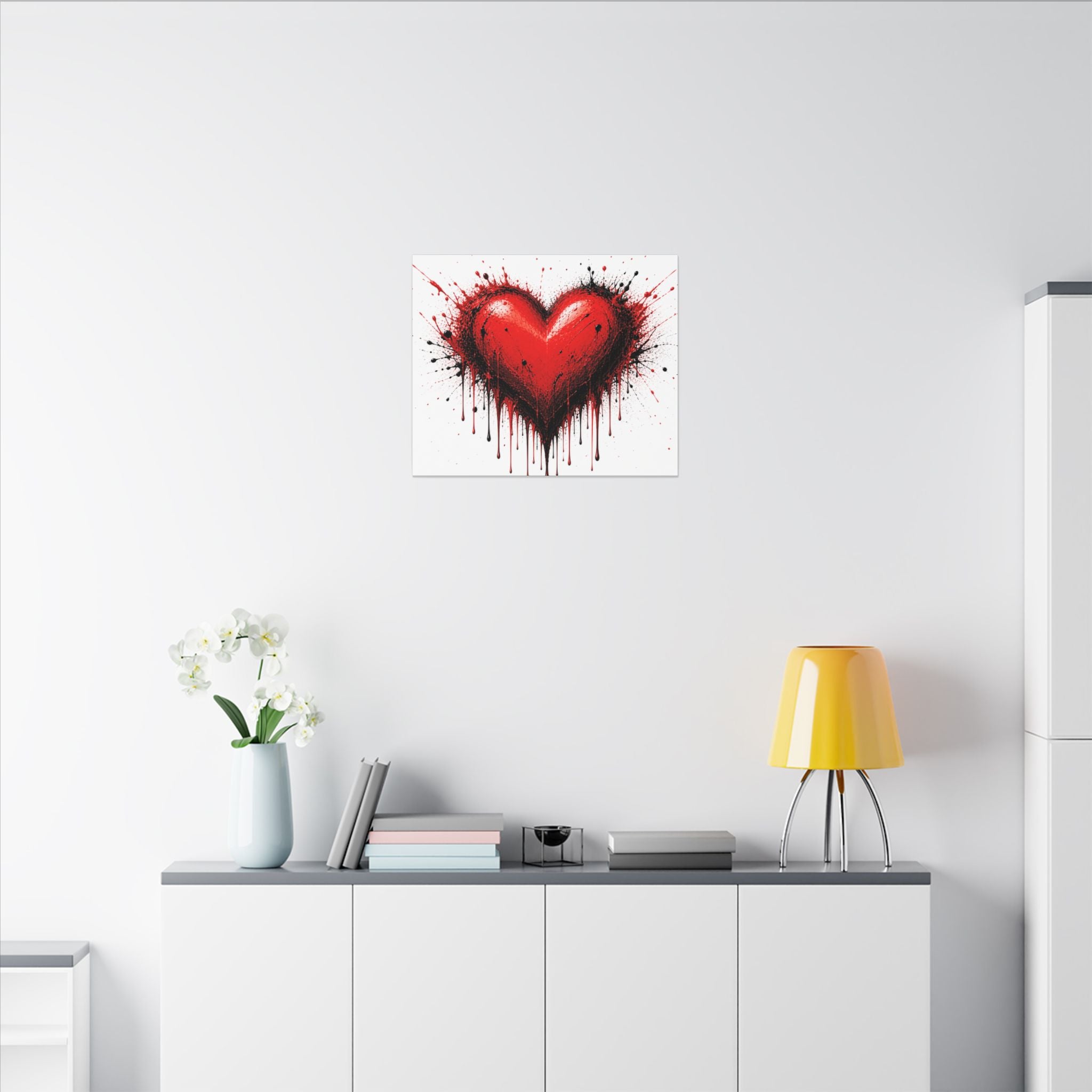 Dripping Red Heart Matte Canvas Wall Art — Bold Graffiti Love Print