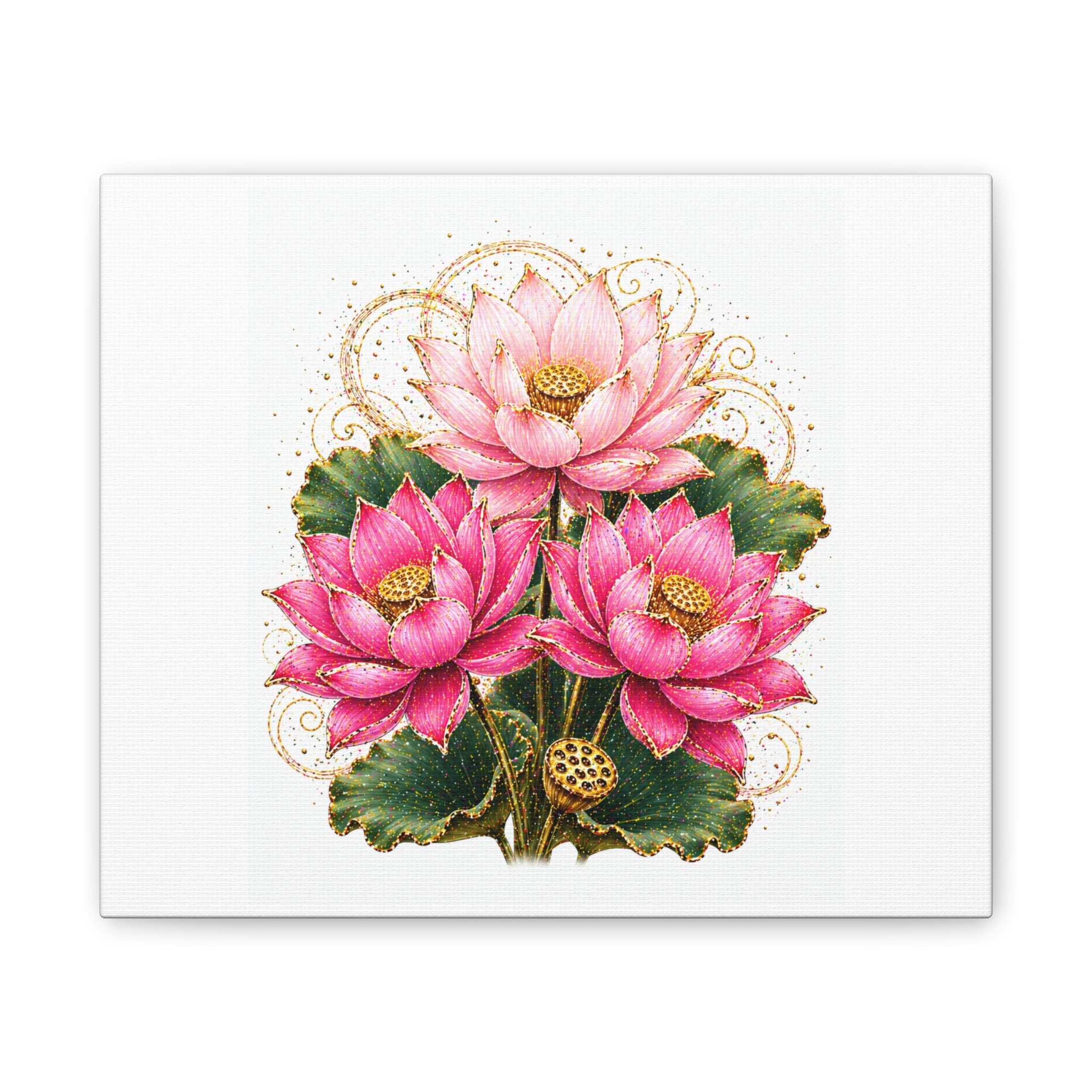 Lotus Floral Canvas Wall Art — Pink Lotus Stretched Canvas Print