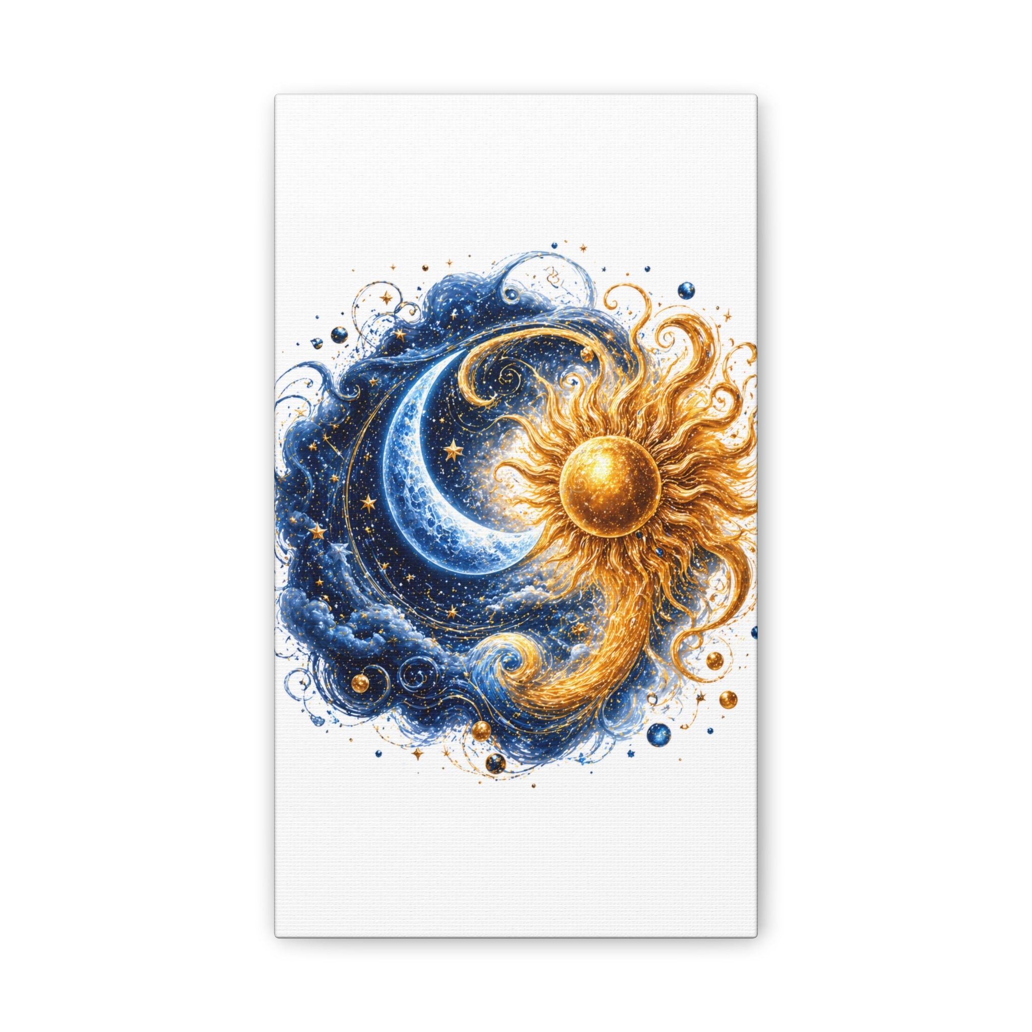 Sun and Moon Wall Art Canvas - Cosmic Celestial Painting
