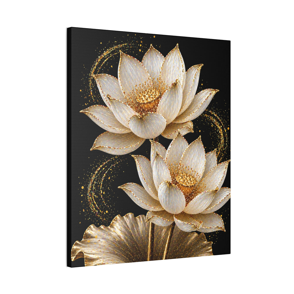 Golden Lotus Canvas Print — Elegant Floral Wall Art