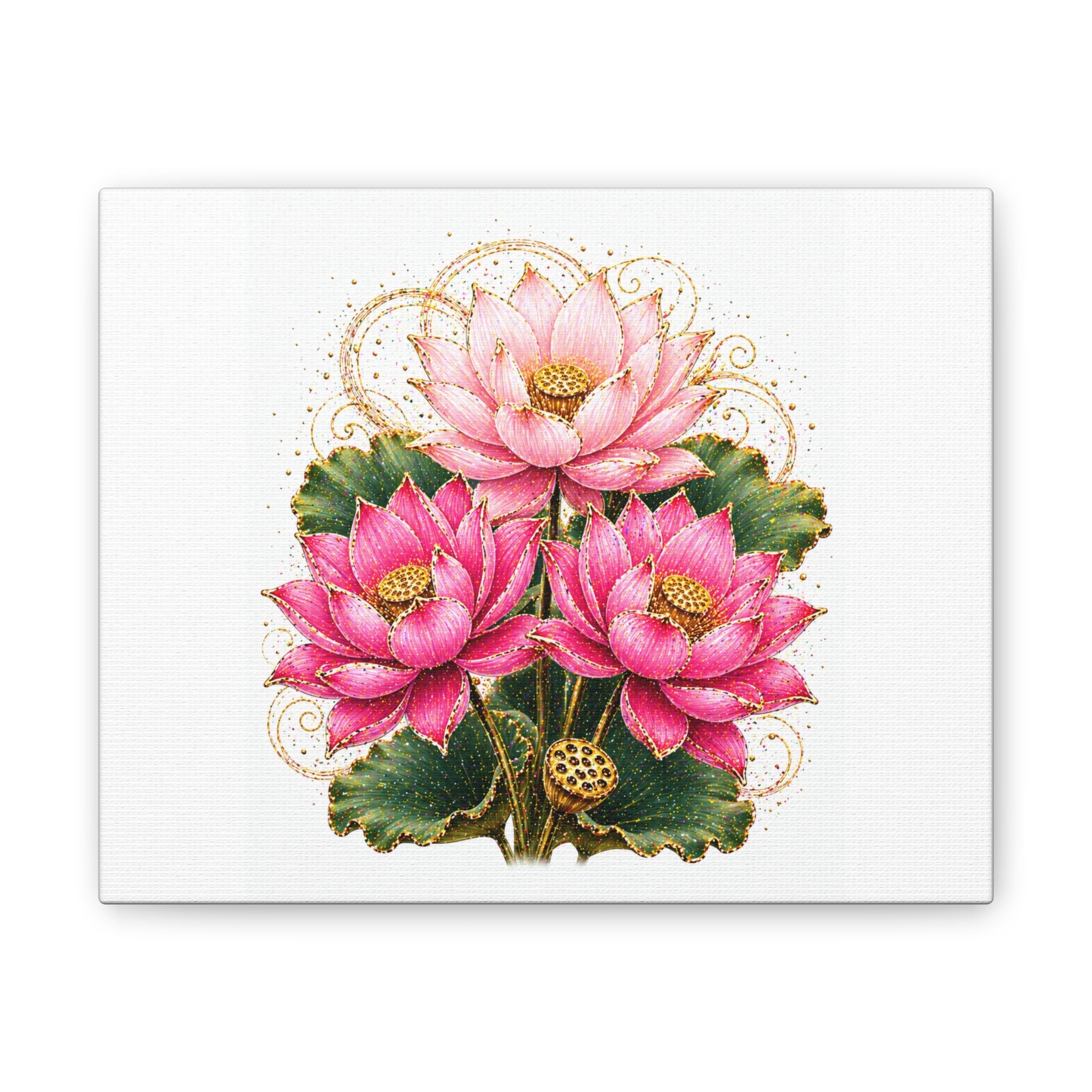 Lotus Floral Canvas Wall Art — Pink Lotus Stretched Canvas Print